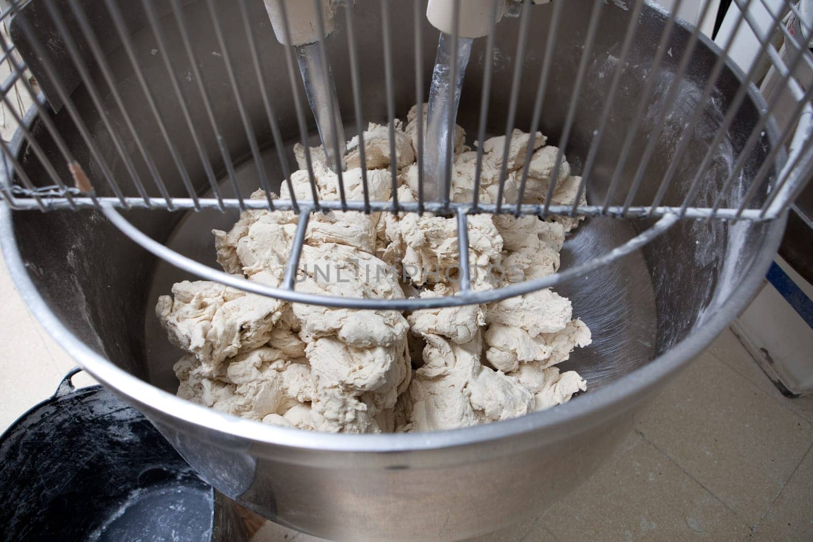 Food processor to kneading dough for bread. Manufacturing process of spanish bread