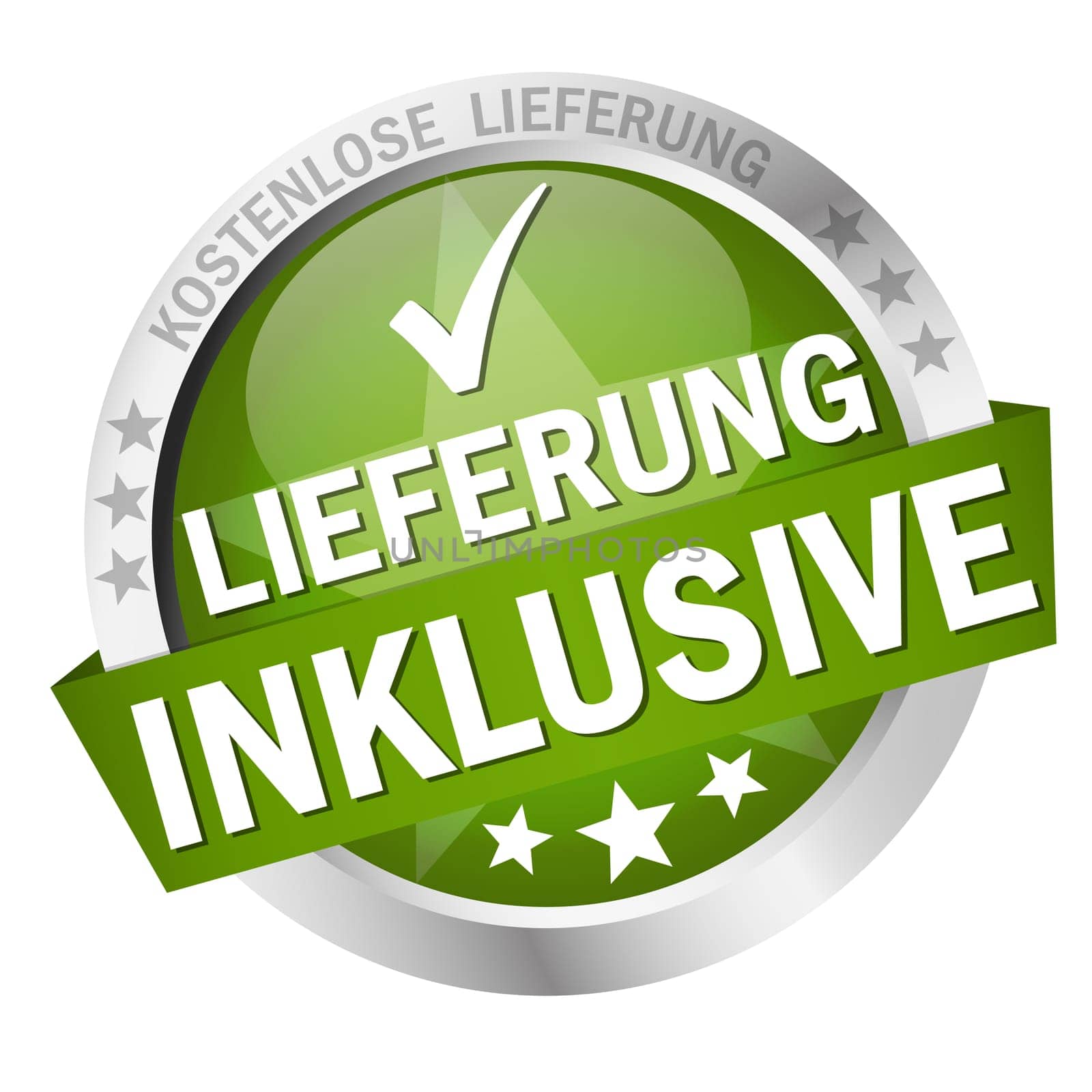 round button with banner and text delivery included