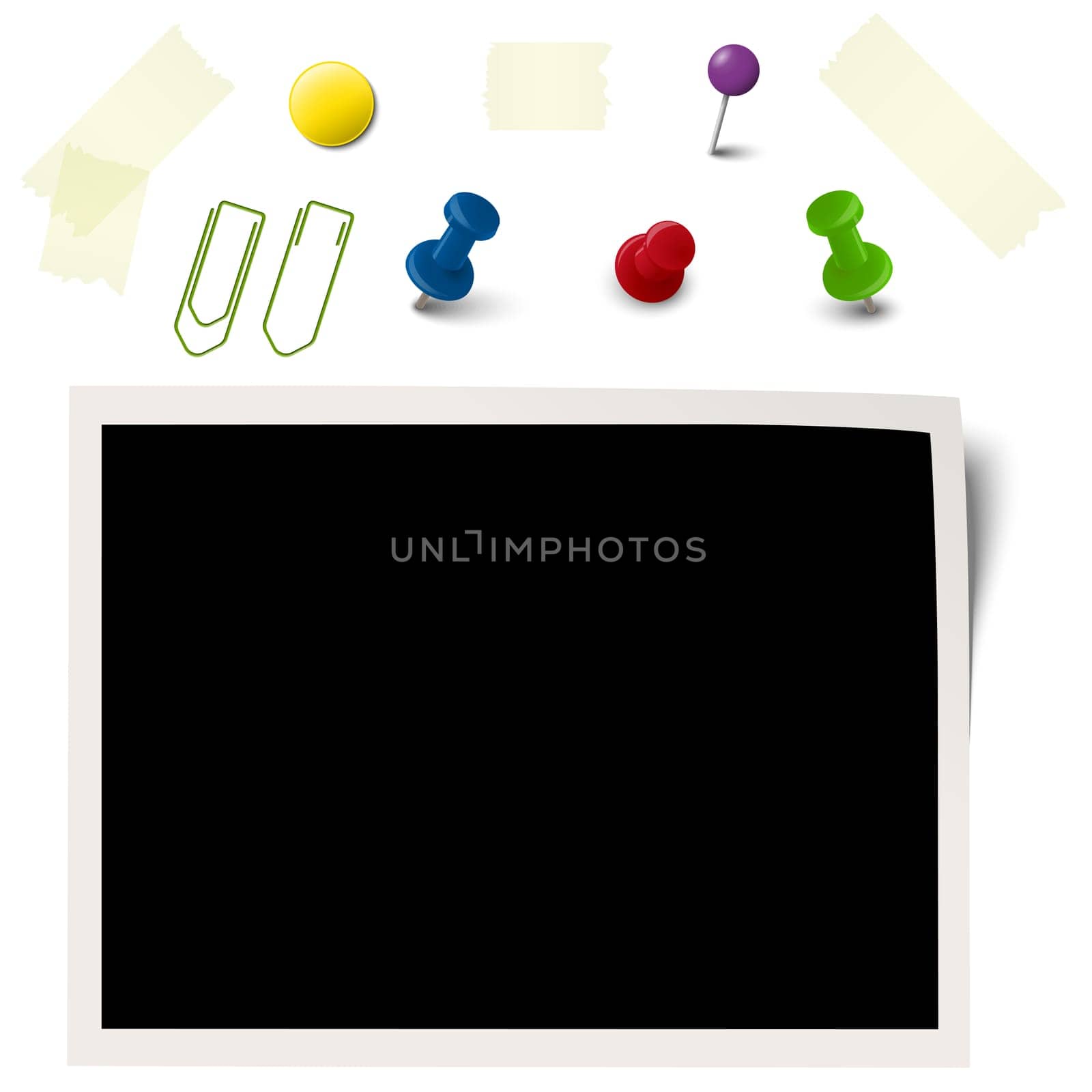 collection of old photo with different office accessories