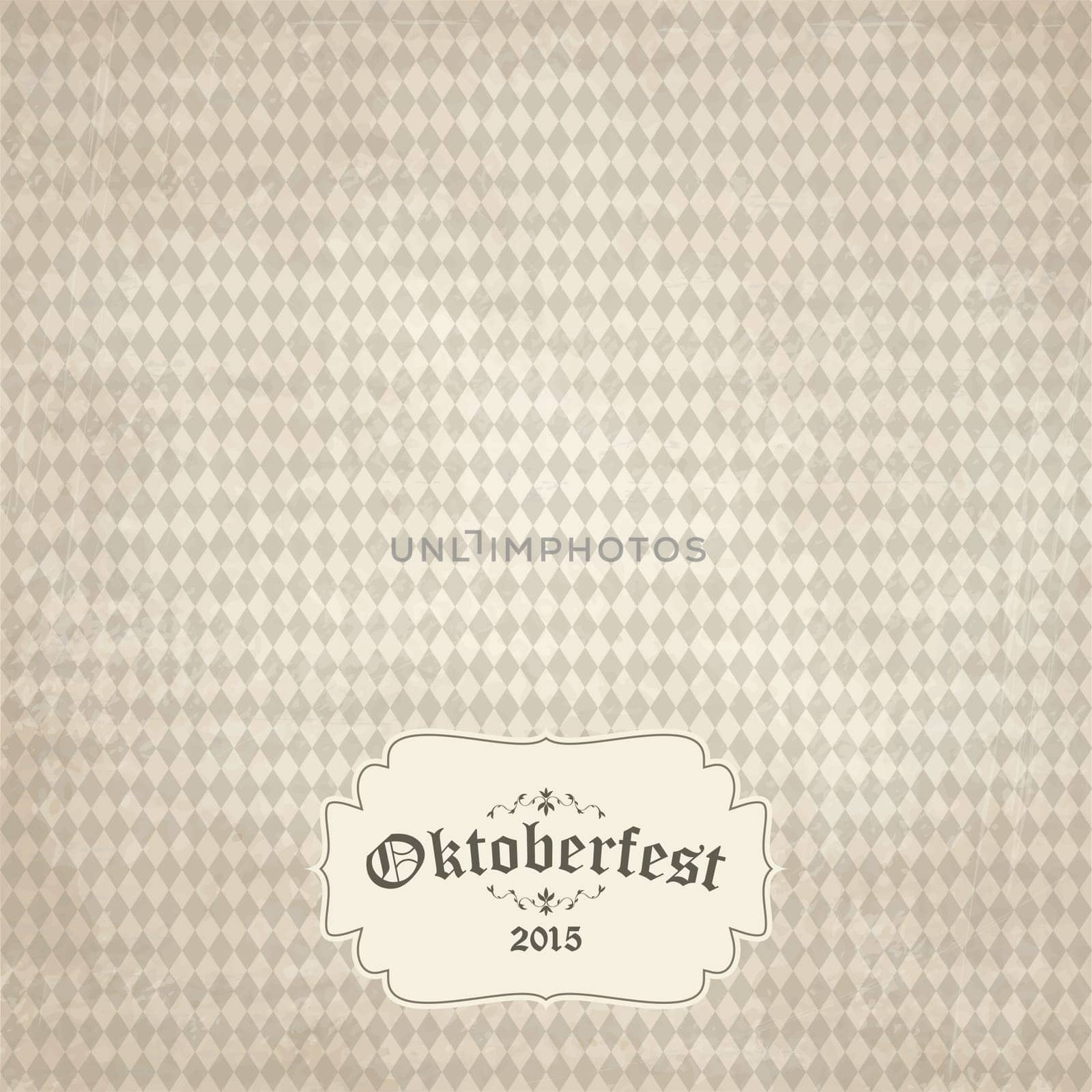 old vintage background with checkered pattern and patch Oktoberfest 2015
