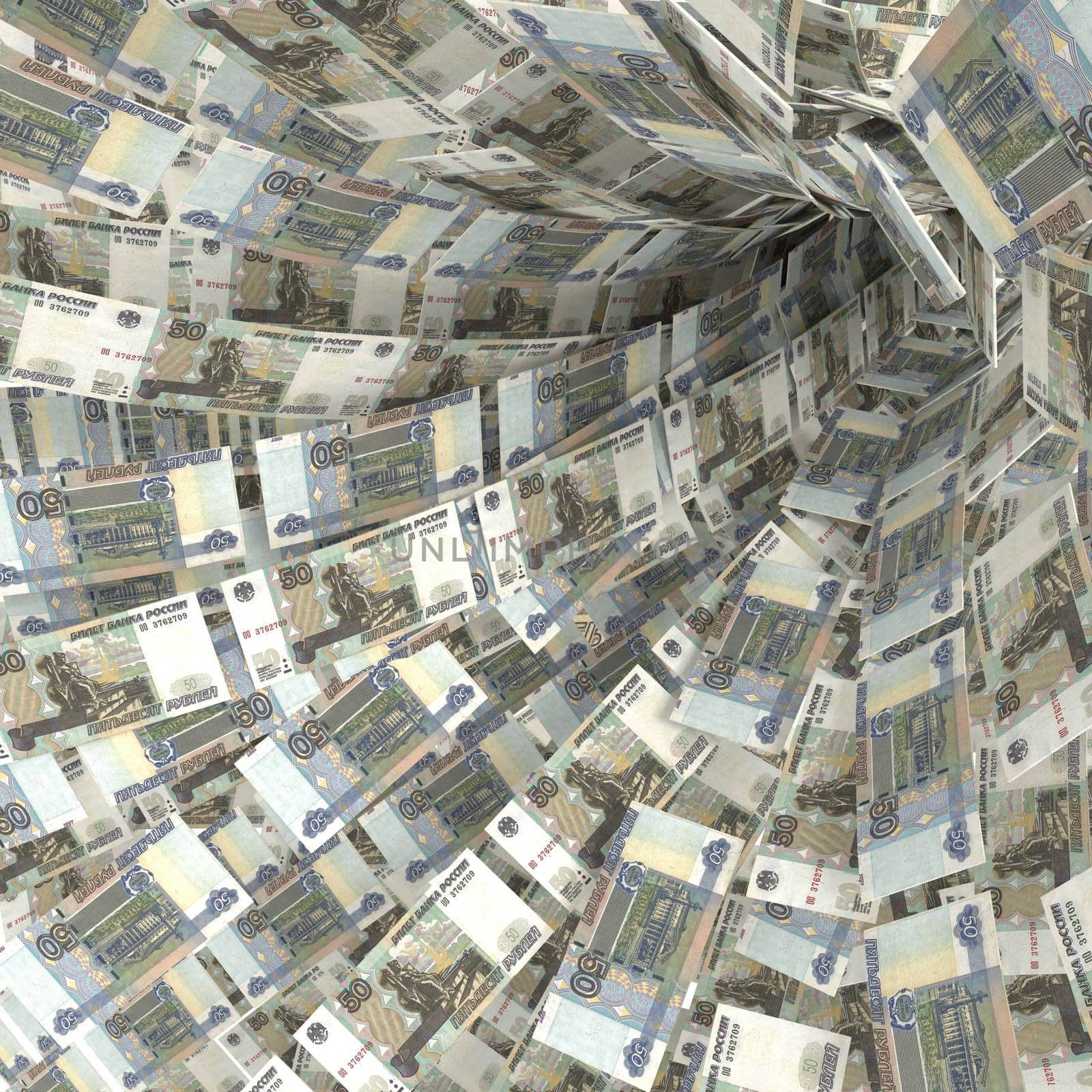 Money swirl of 50 ruble notes
