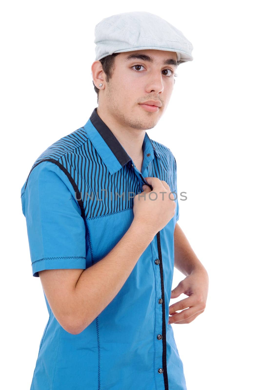 young casual man posing, isolated on white background