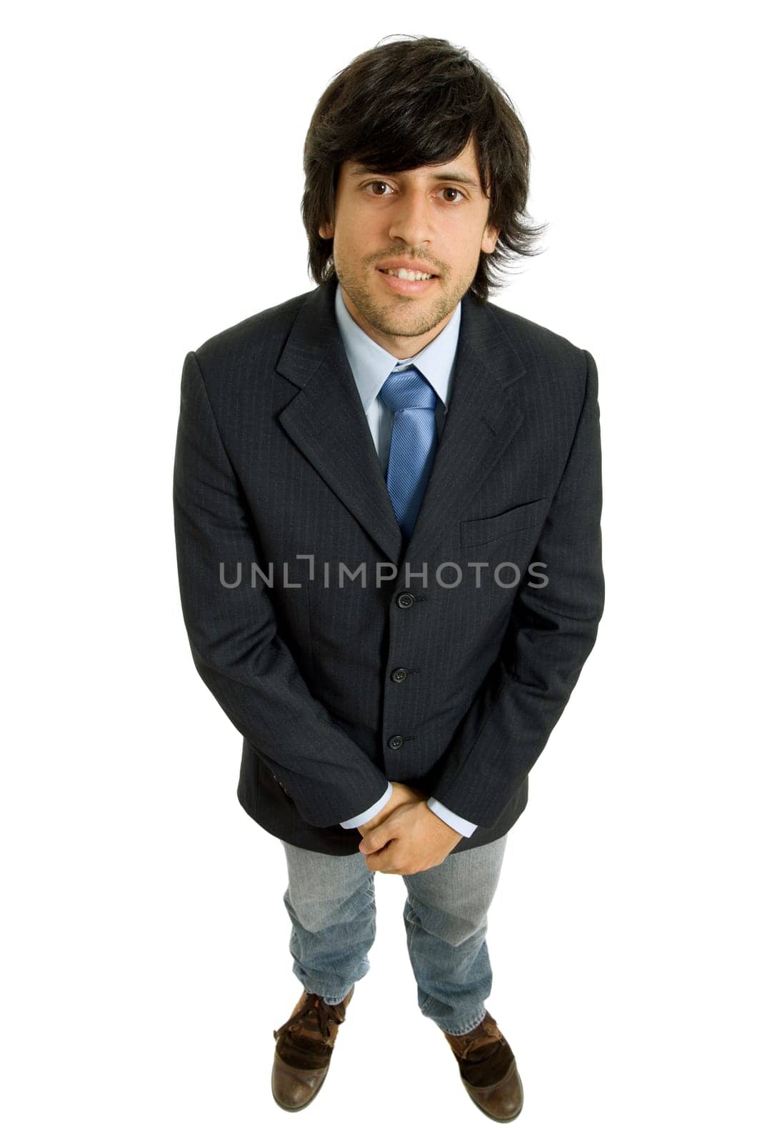 young business man full body isolated on white background
