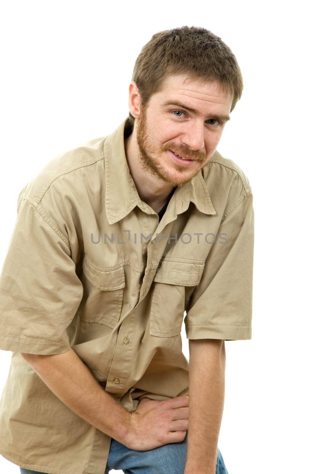 young casual man portrait, isolated on white