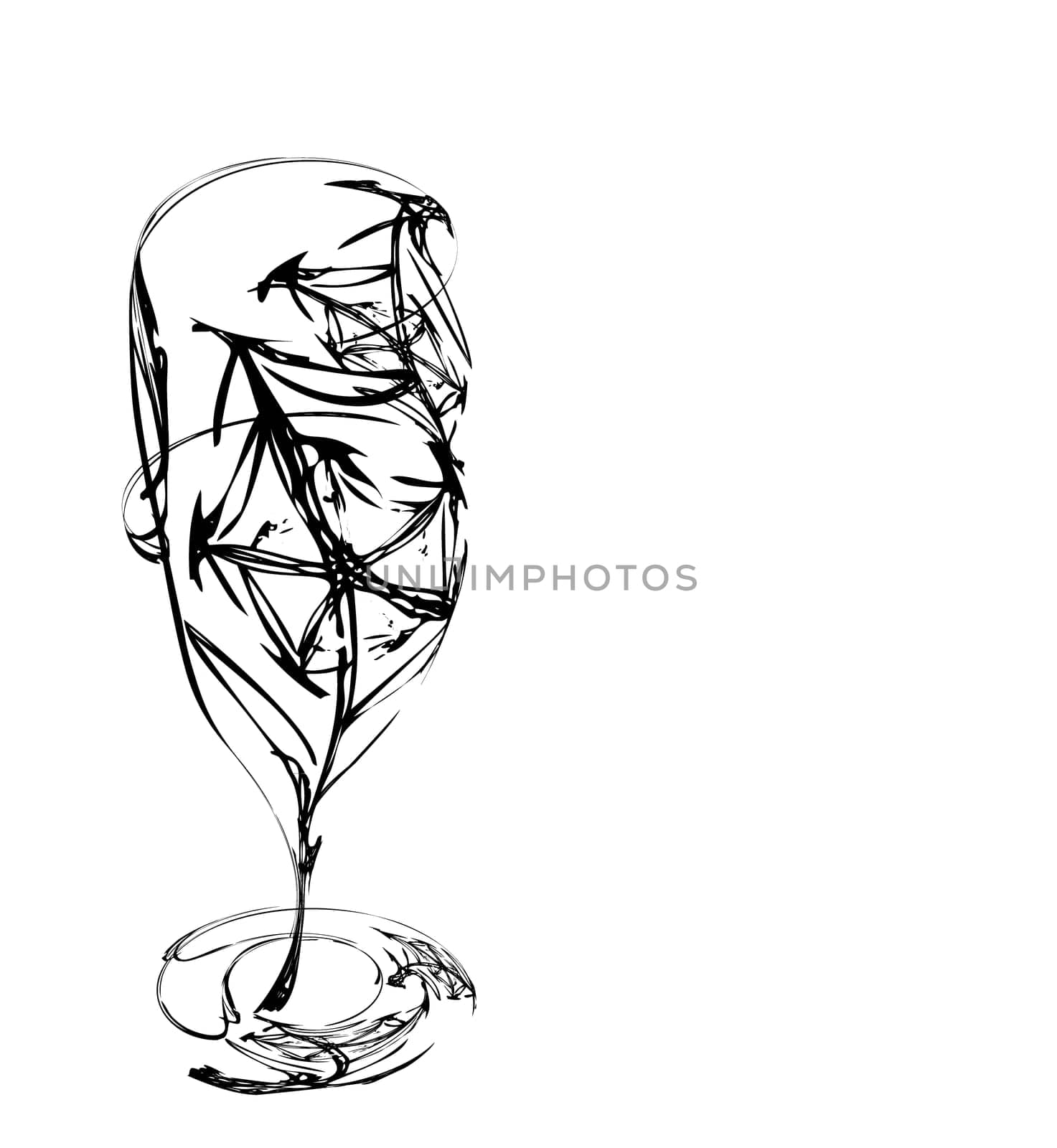 Icons glass Wine glasses,  brandy, whiskey and martinis silhouette on a white background