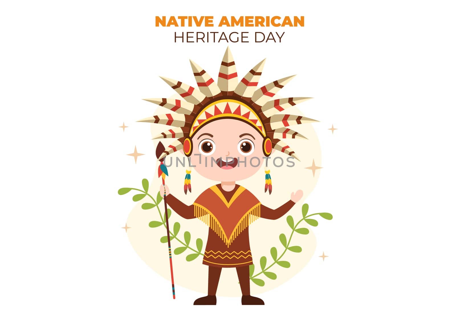 Native American Heritage Day Template Hand Drawn Cartoon Flat Illustration to Recognize the Achievements and Contributions of Tribal Indian Culture