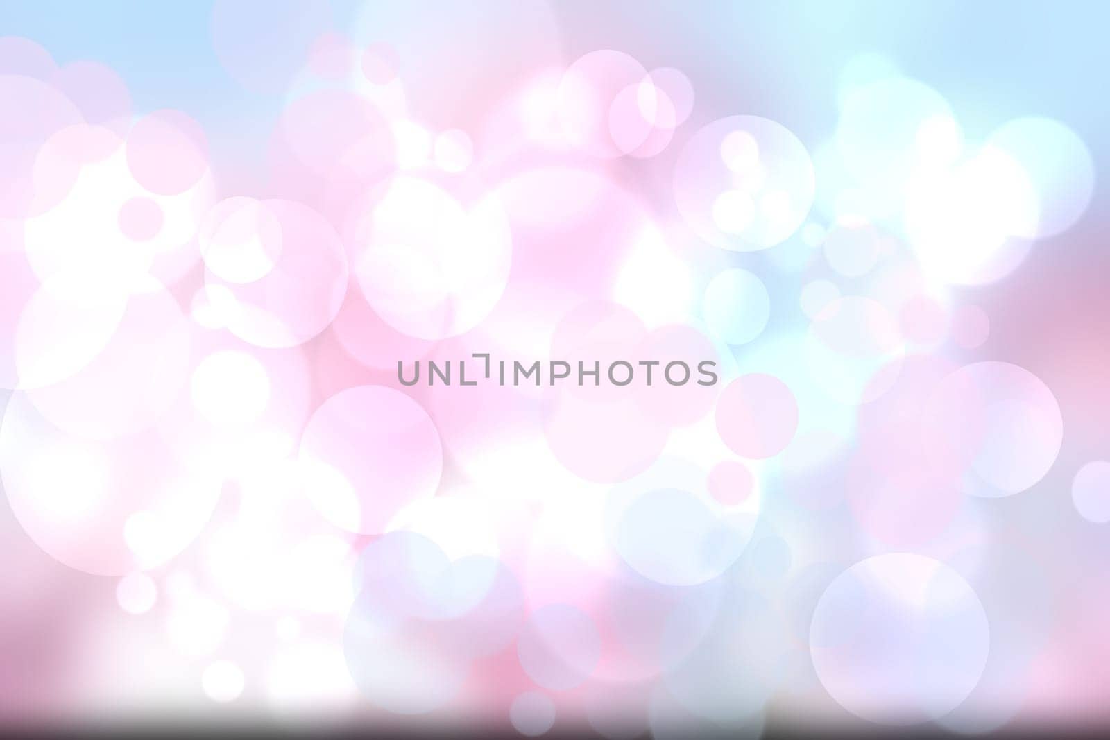 Abstract blurred fresh vivid spring summer light delicate pastel blue pink white bokeh background texture with bright circular soft color lights. Beautiful backdrop illustration.