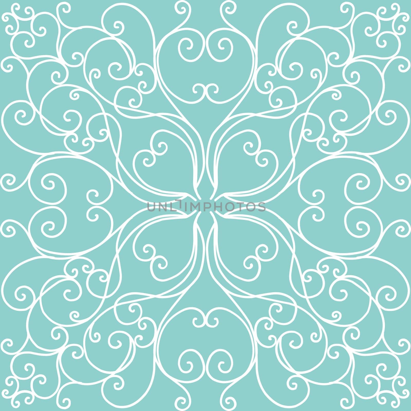 Soft blue and cream bohemian pattern. SOFT MODERN MONOGRAM PRINT