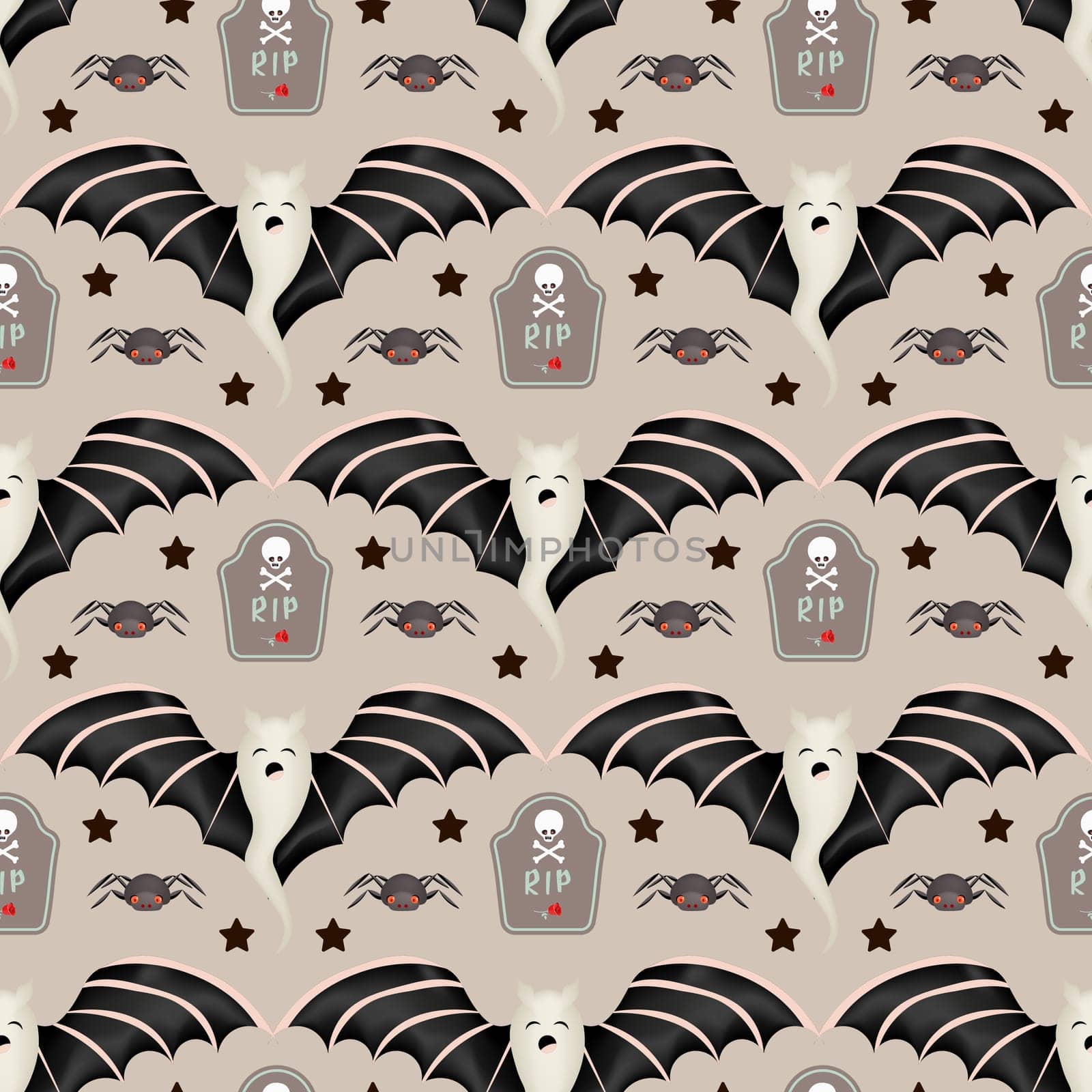 Bats emotions, seamless pattern on dark background, desktop wallpaper, halloween vampires, scary faces. Halloween wrapping paper