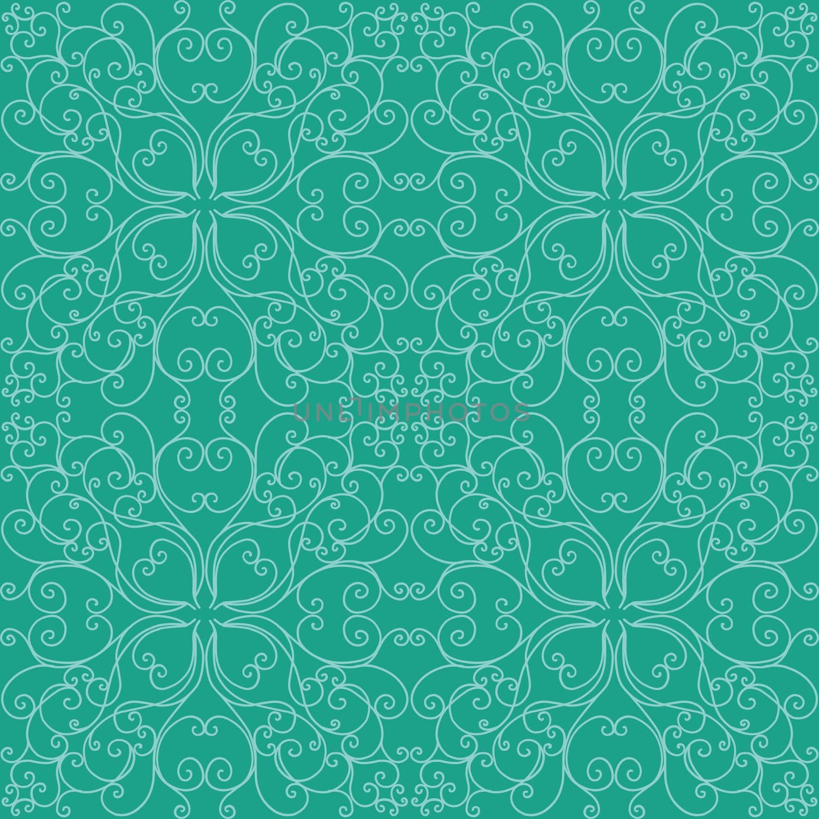 Baroque geometric ornament. Expensive seamless pattern for wallpaper on the wall and textiles. Thin elegant lines.sea wave color background