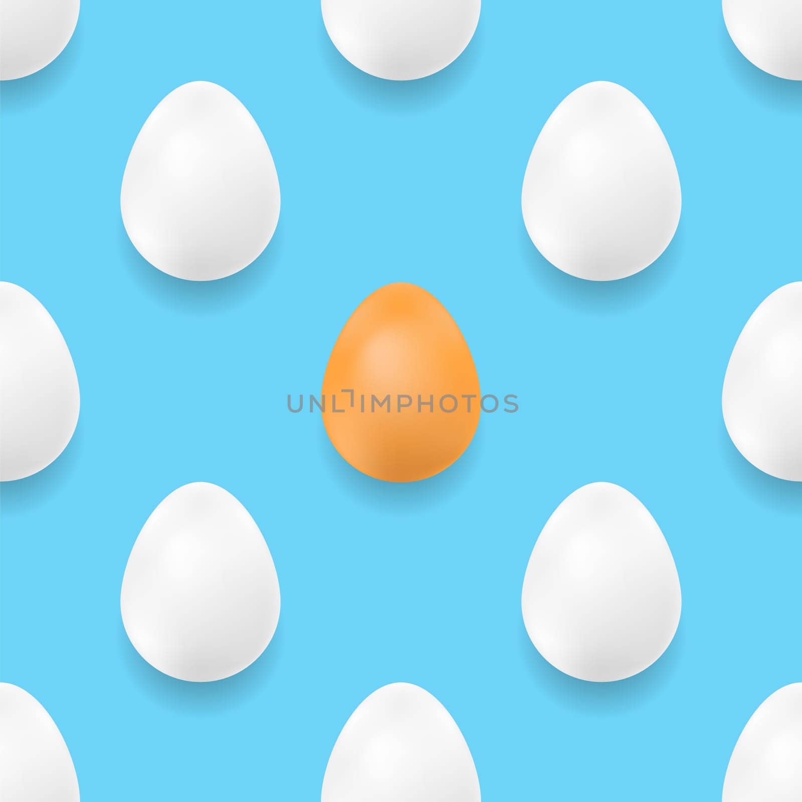 Set of Eggs Seamless Pattern Isolated on White Background.