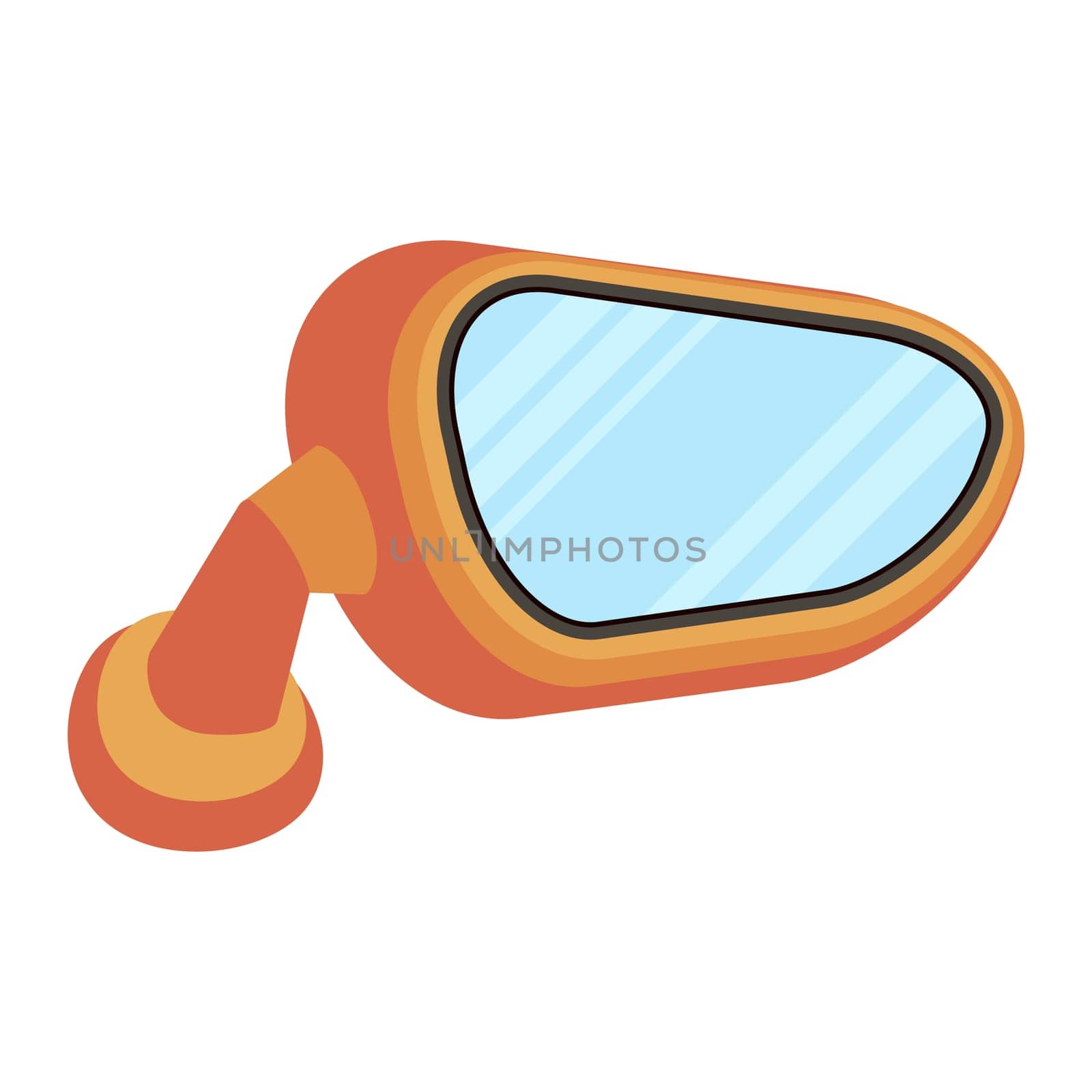 Orange mirror car icon view from inside illustration isolated on white background.
