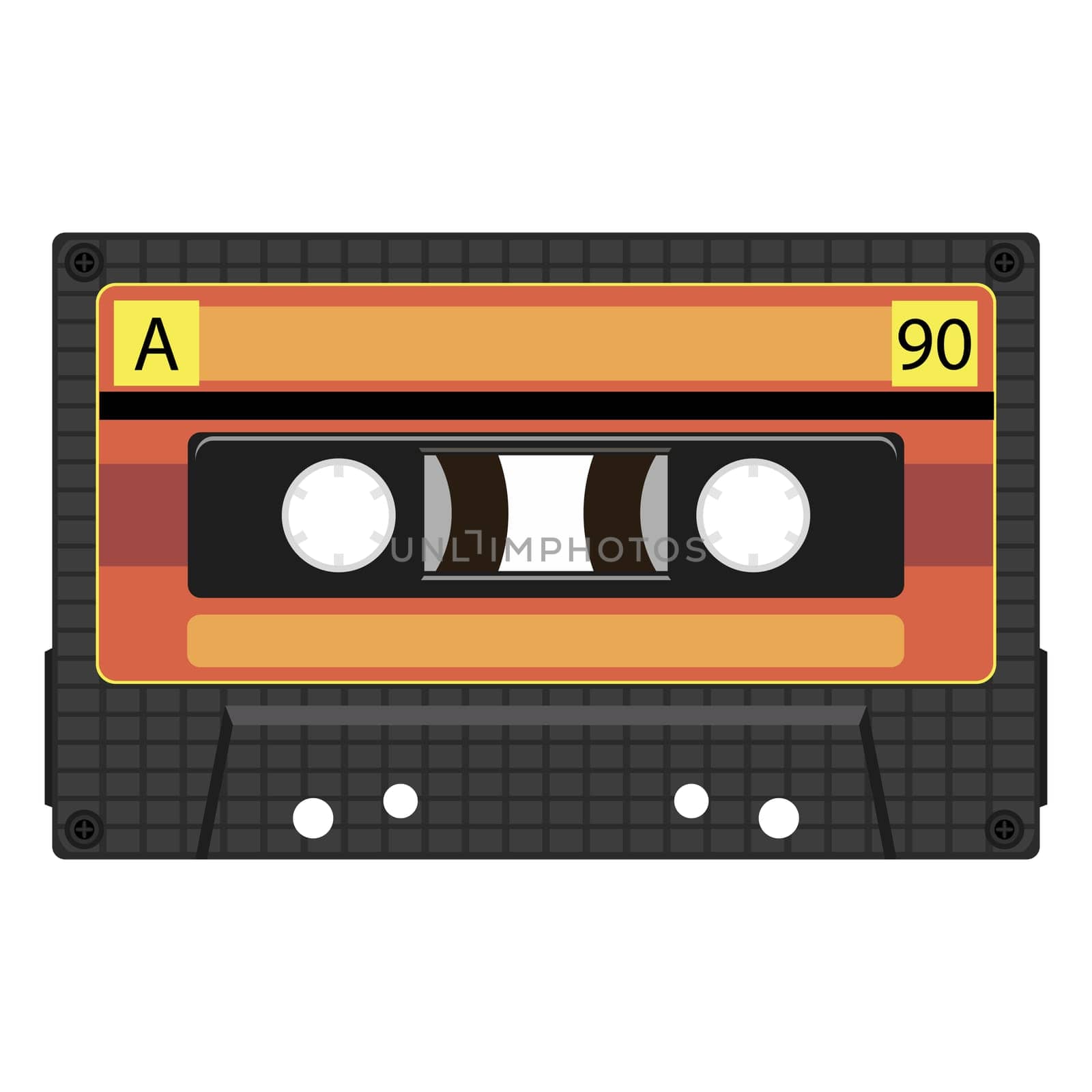 VIntage video tape or music cassette icon flat illustration isolated on white.