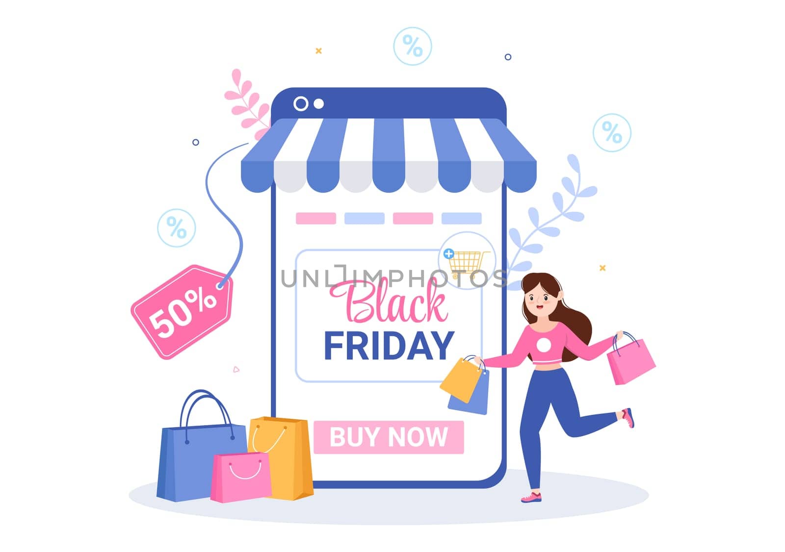 Black Friday Give Big Discount Sale For All Products with Gift Box or Marketing Price Tag in Template Hand Drawn Cartoon Flat Illustration