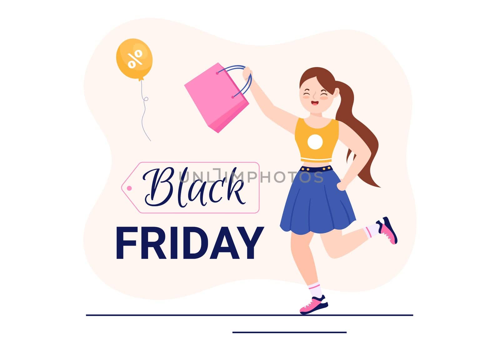 Black Friday Give Big Discount Sale For All Products with Gift Box or Marketing Price Tag in Template Hand Drawn Cartoon Flat Illustration