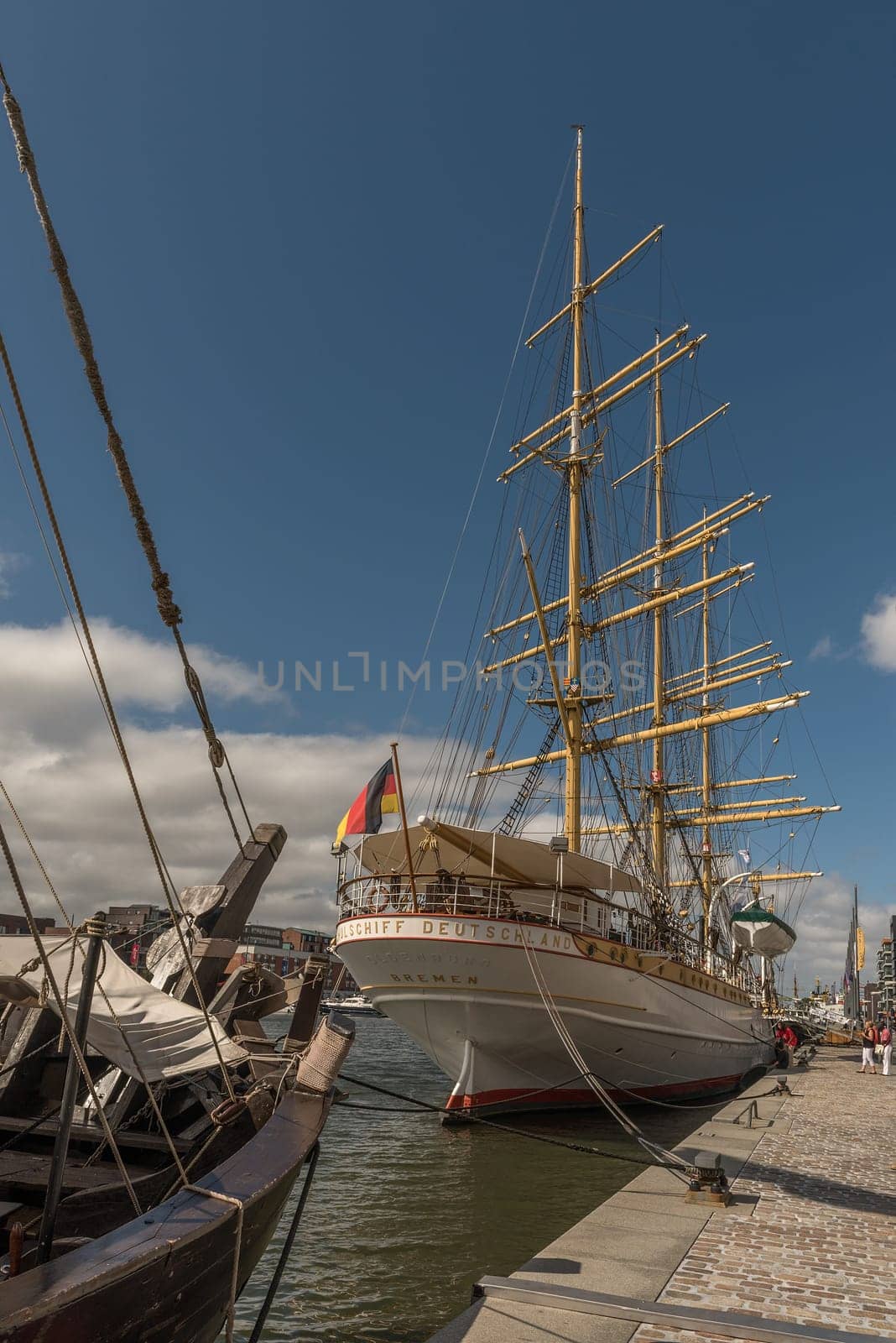 Sail training ship Germany in the new port, Bremerhaven