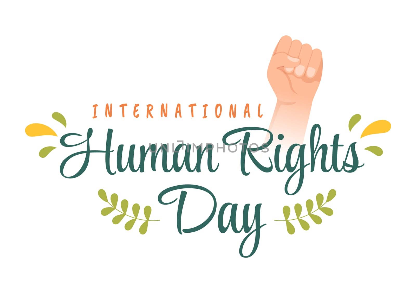 Human Rights Day Template Hand Drawn Flat Cartoon Illustration with Hands Raised Breaking Chains or Holding Hand Design