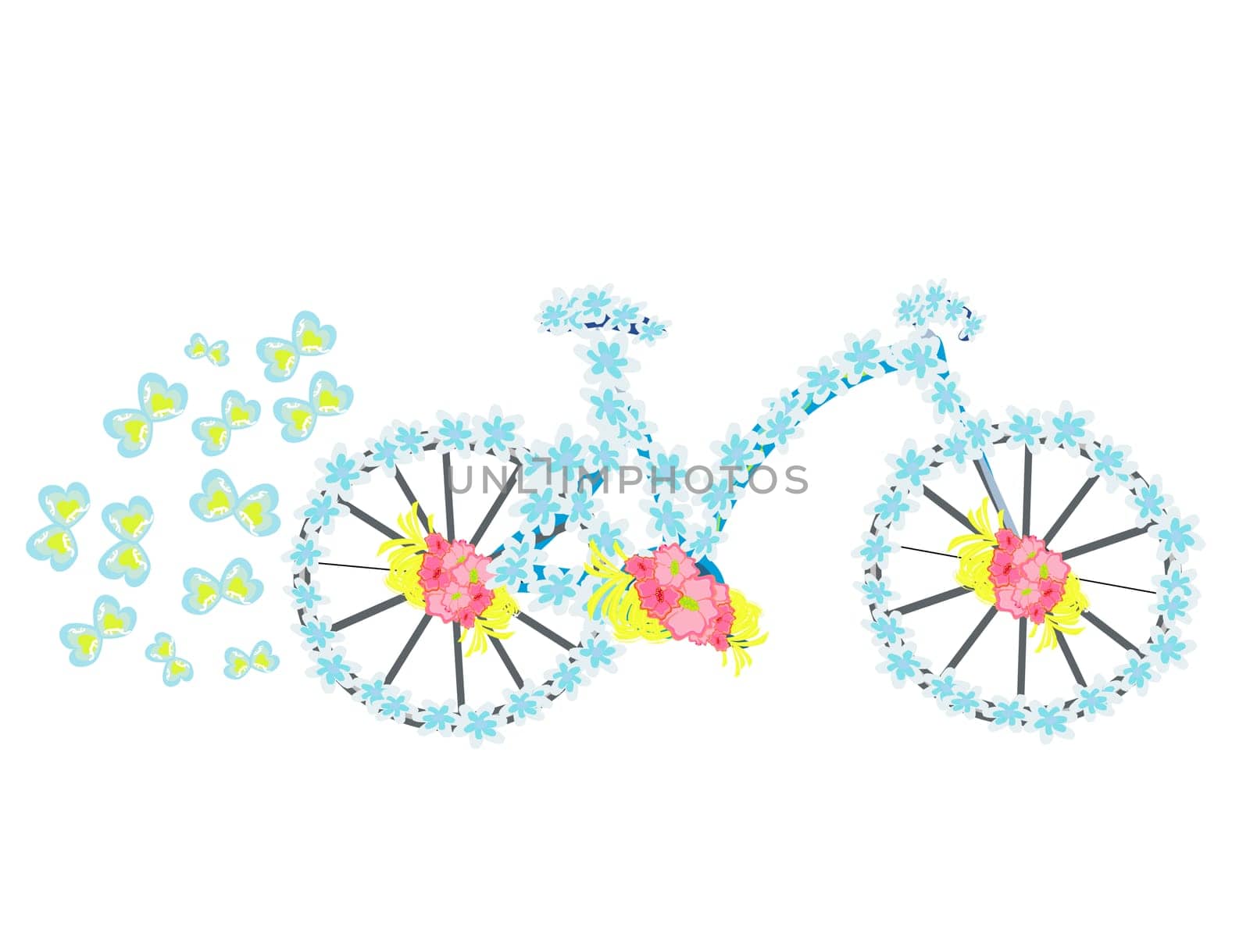 flower vintage bicycle illustration