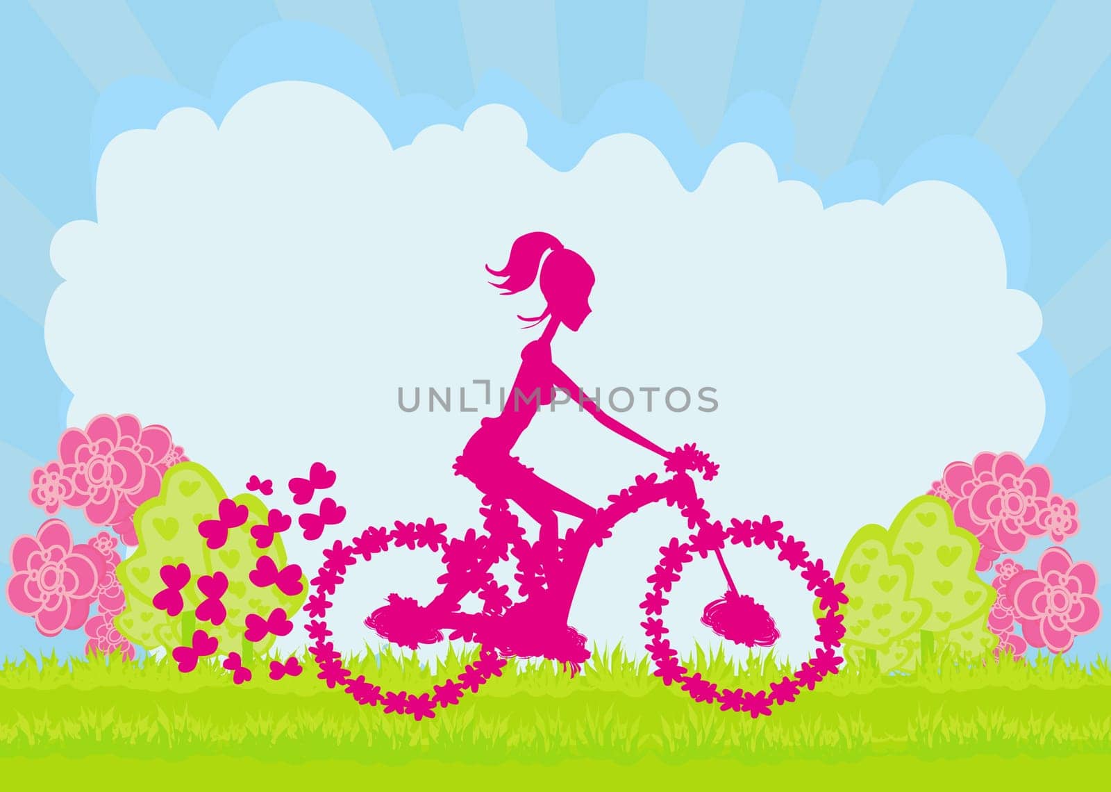 Cycling Poster with silhouette Girl