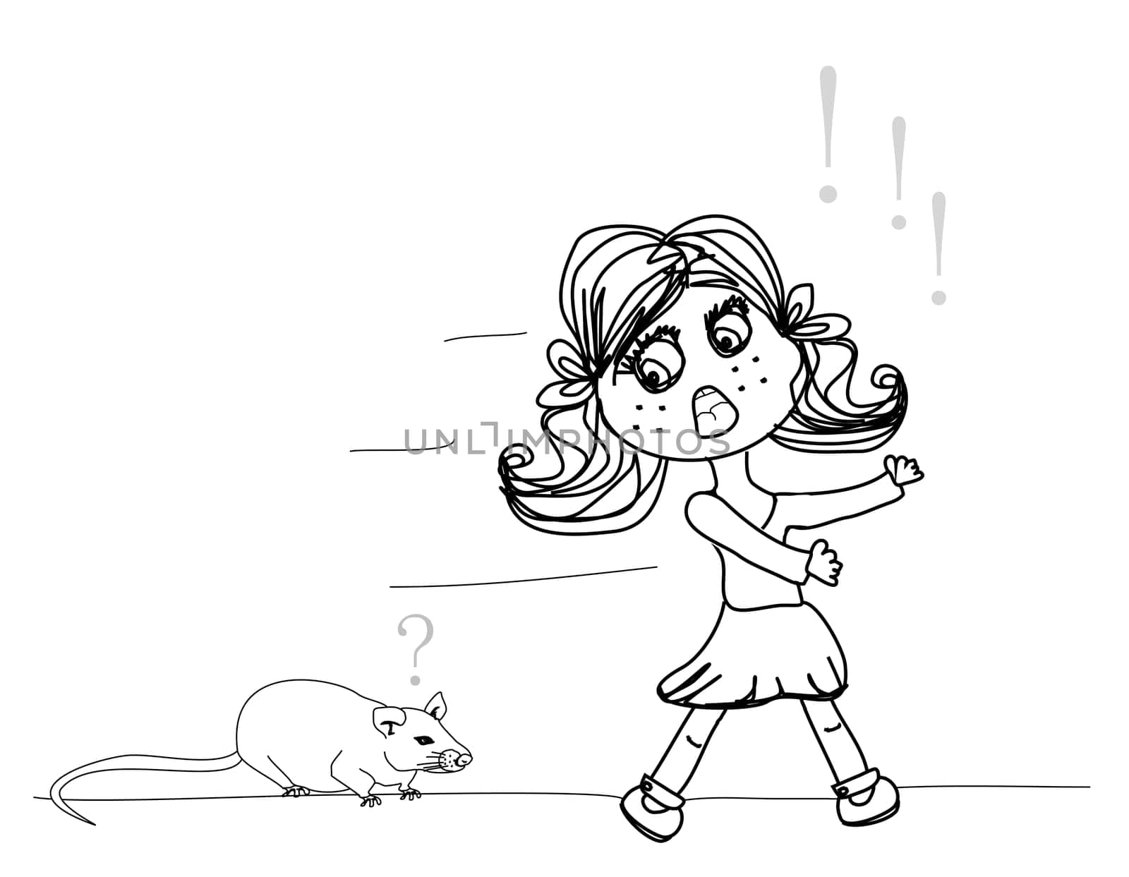 girl scared of a mouse