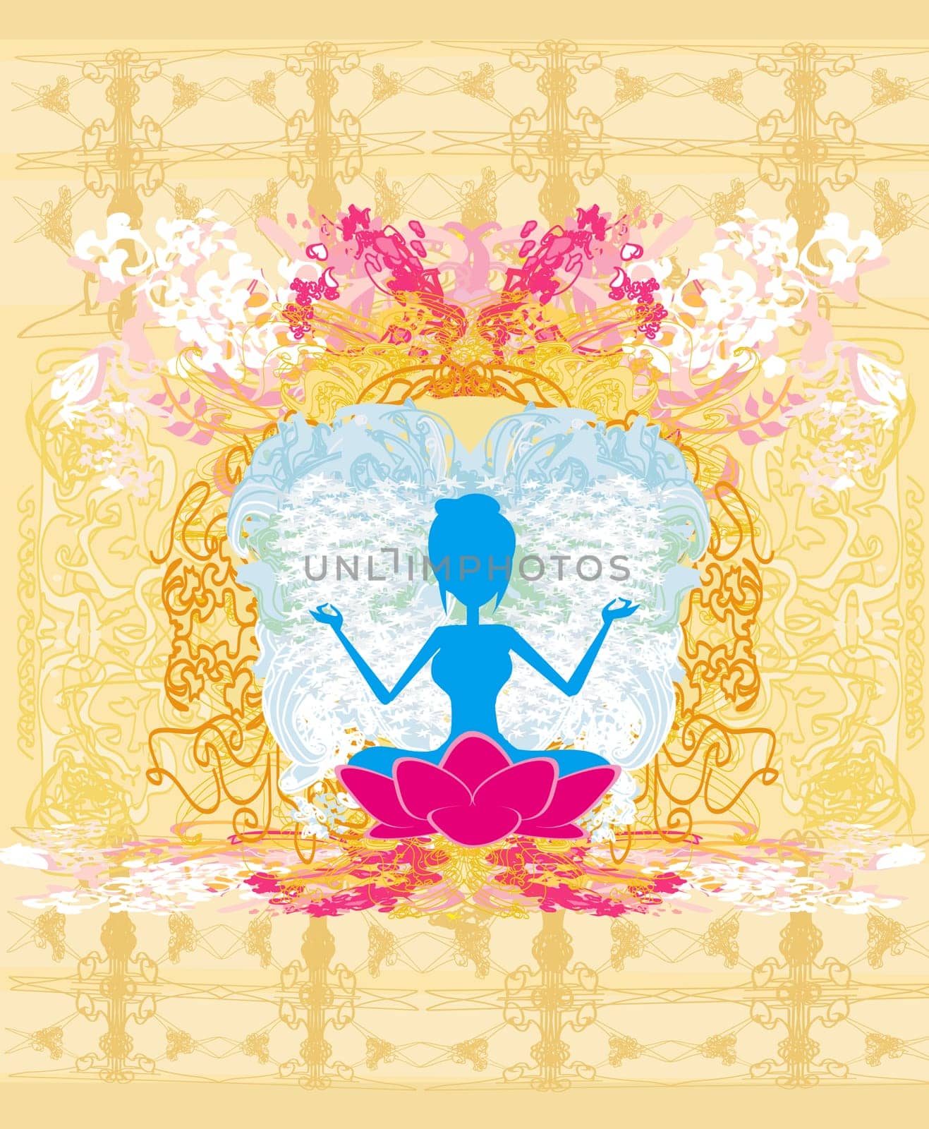 Yoga girl in lotus position