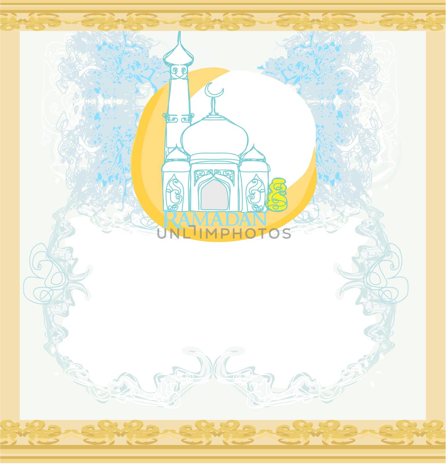 artistic pattern background with moon and mosque