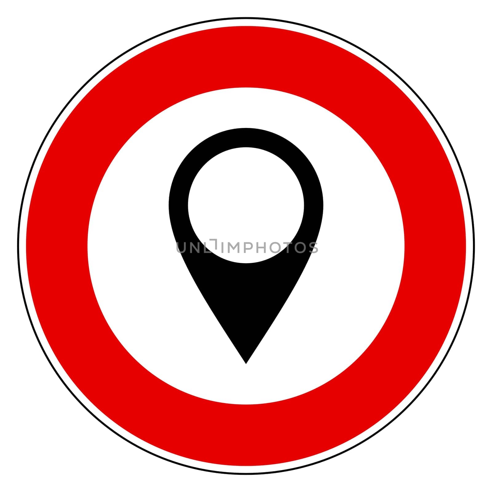 Location pin and prohibition sign
