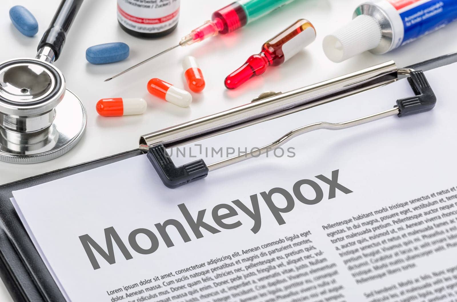 The diagnosis Monkeypox written on a clipboard