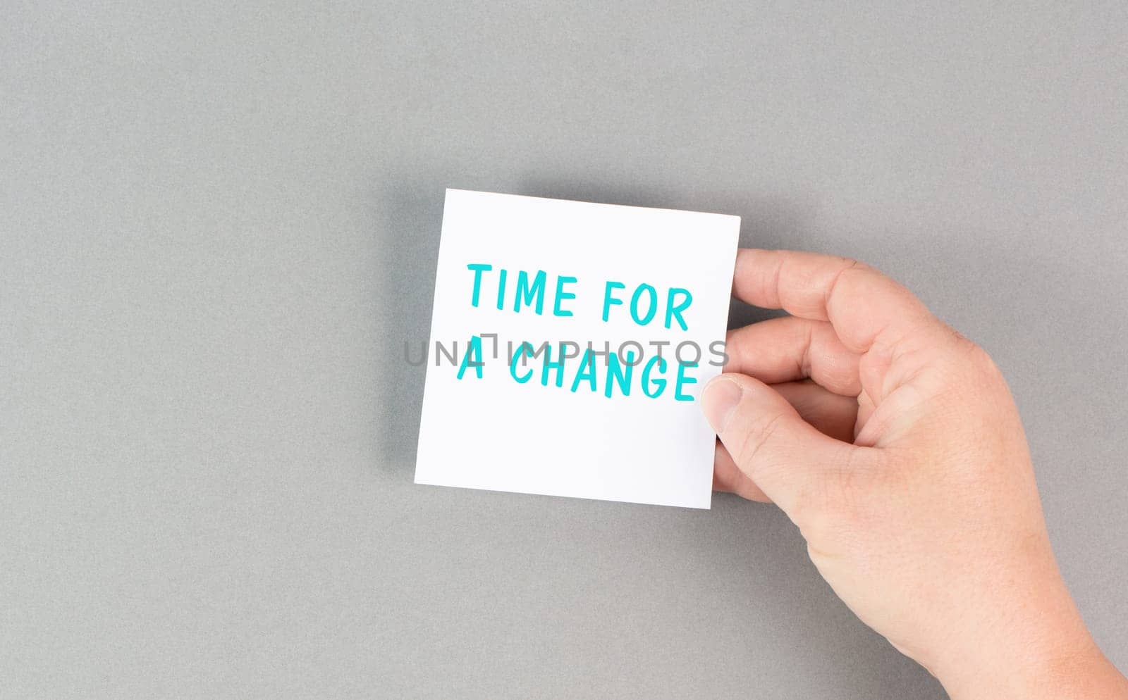 The phrase time for a change is standing on the paper, starting a new business or education goal, positive motivation and coaching concept