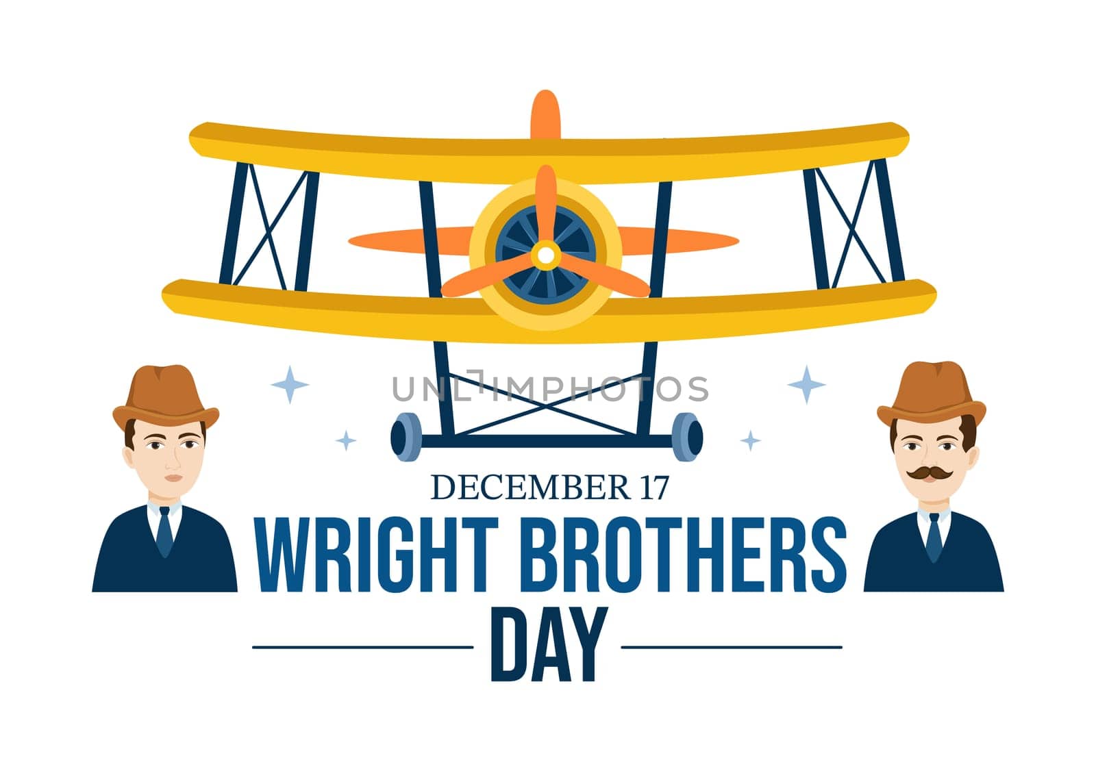 Wright Brothers Day on December 17th Template Hand Drawn Cartoon Illustration of the First Successful Flight in a Mechanically Propelled Airplane