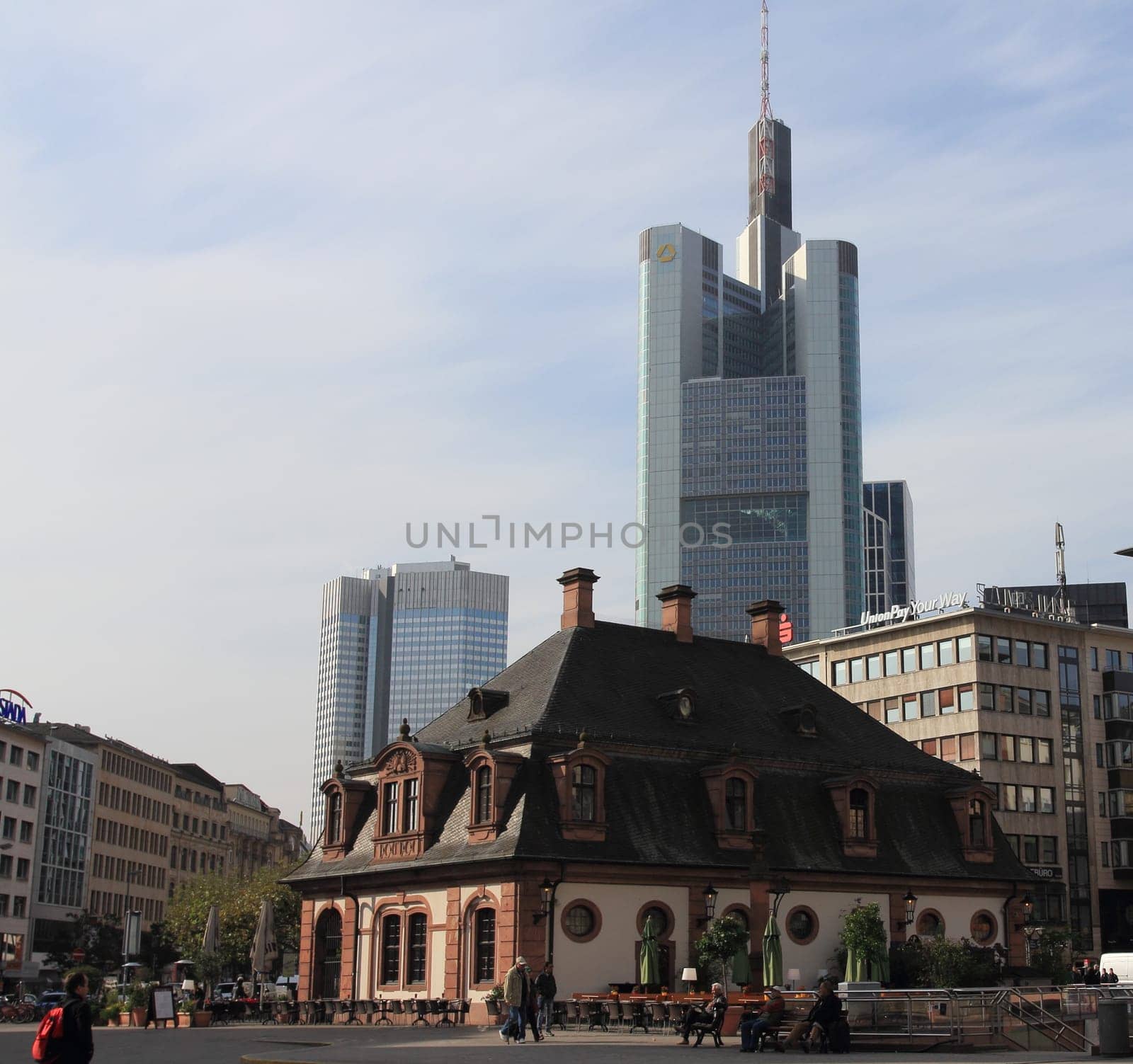 Frankfurt, Germany October 11, 2016: The skyscrapers of the financial district.Frankfurt, Deutschland 11. Oktober 2016: Die Hochhäuser des Bankenviertels