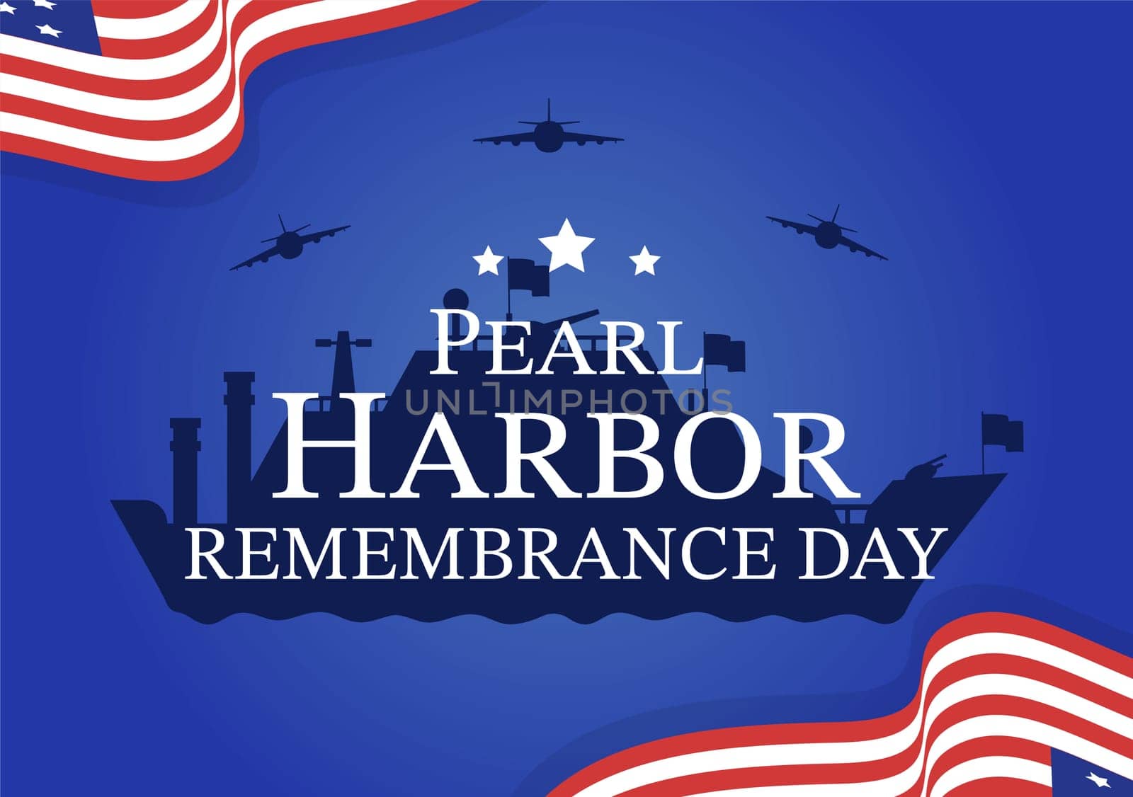 Happy Pearl Harbor Remembrance Day on December 7 Template Hand Drawn Cartoon Flat Illustration for National Memorial of Ceremony