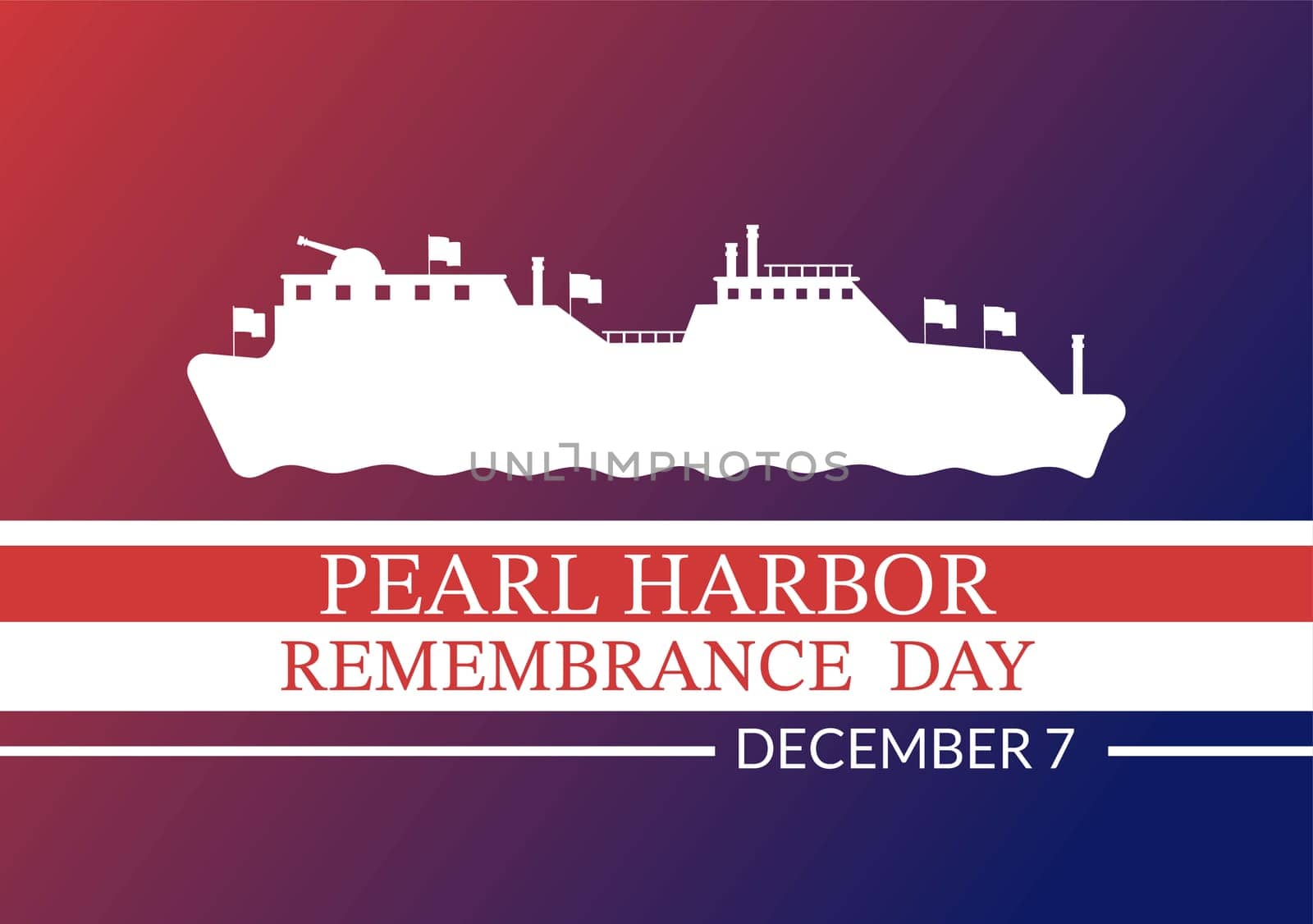 Happy Pearl Harbor Remembrance Day on December 7 Template Hand Drawn Cartoon Flat Illustration for National Memorial of Ceremony