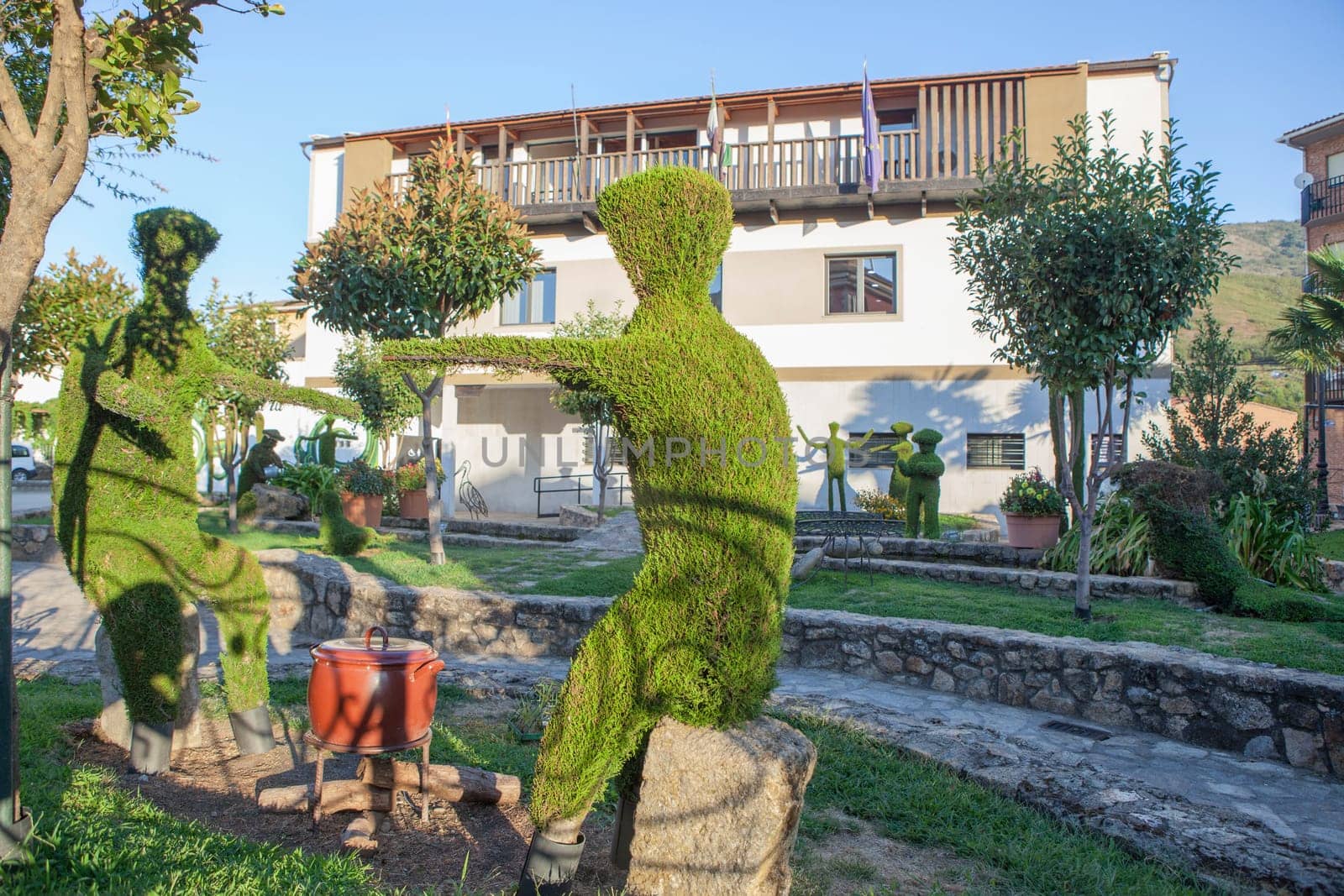 Town Hall gardens at Losar de la Vera, Caceres, Extremadura, Spain