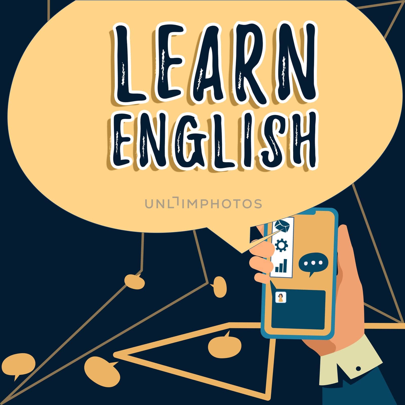 Handwriting text Learn English, Word for Study another Language Learn Something Foreign Communication Woman Typing Recent Update On Lap Top And Holding Important Ideas Over Hand