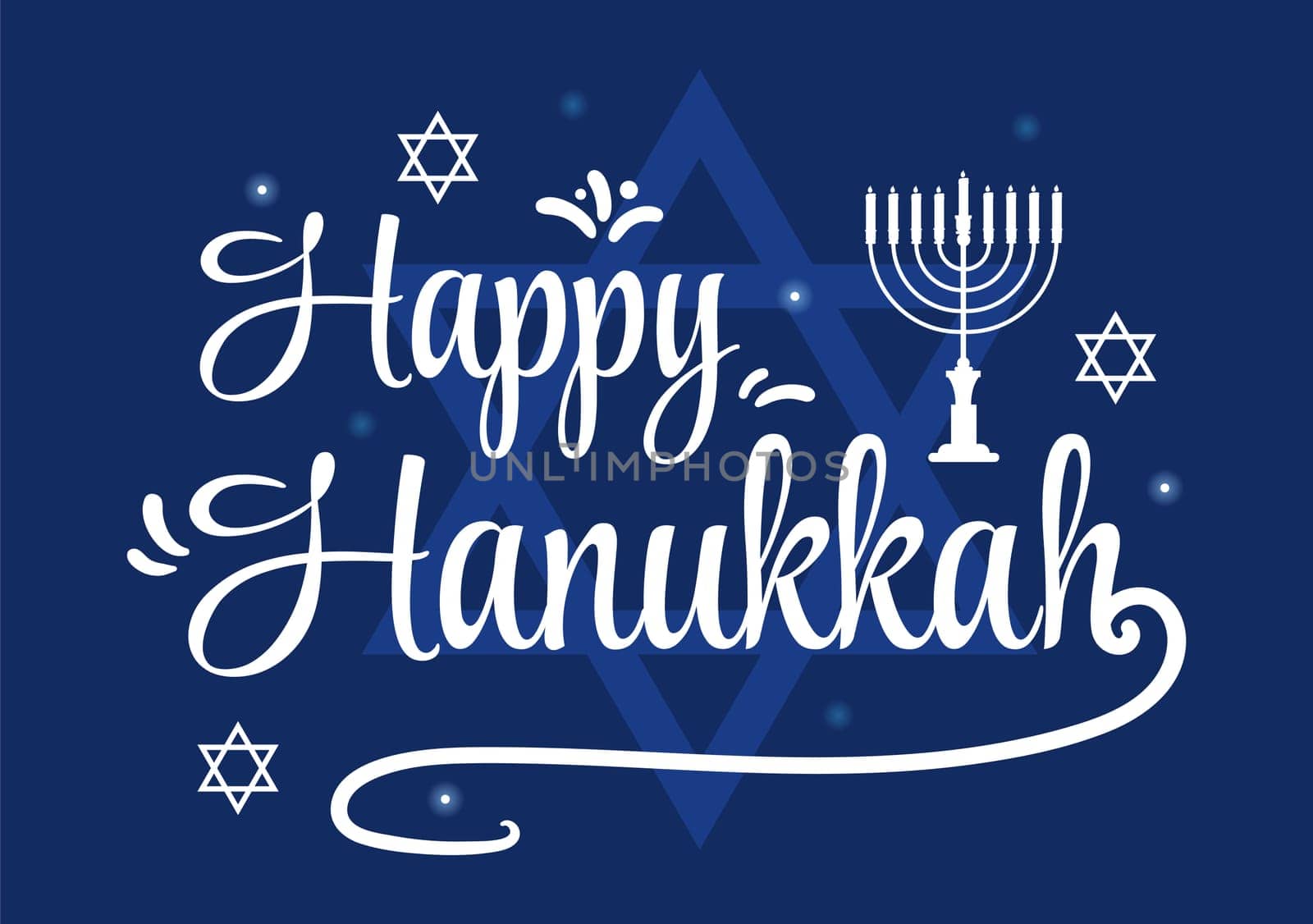 Happy Hanukkah Jewish holiday Template Hand Drawn Cartoon Flat Illustration with Menorah, Sufganiyot, Dreidel and Traditional Symbols
