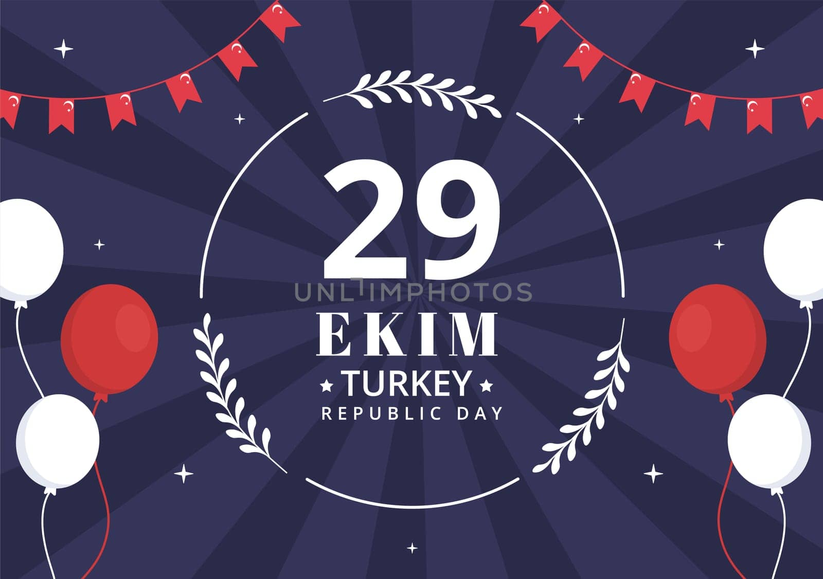29 Ekim Turkey Republic Day Background Template Hand Drawn Cartoon Flat Illustration