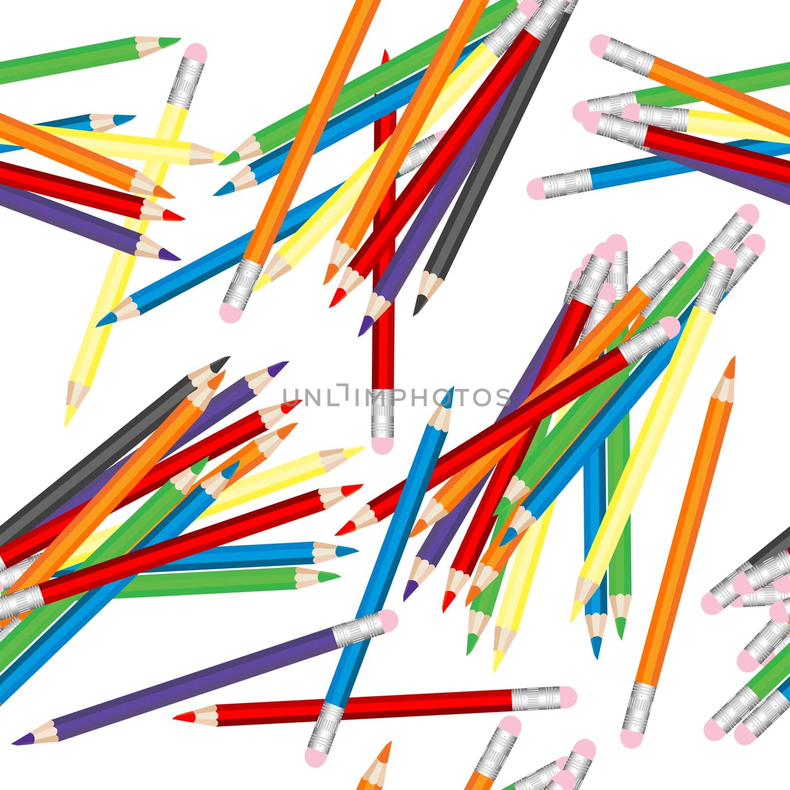 Piles of colored pencils seamless background