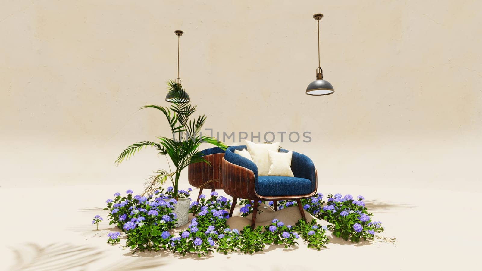 3D illustration Background for advertising and wallpaper in nature and summer scene. 3D rendering in decorative concept.