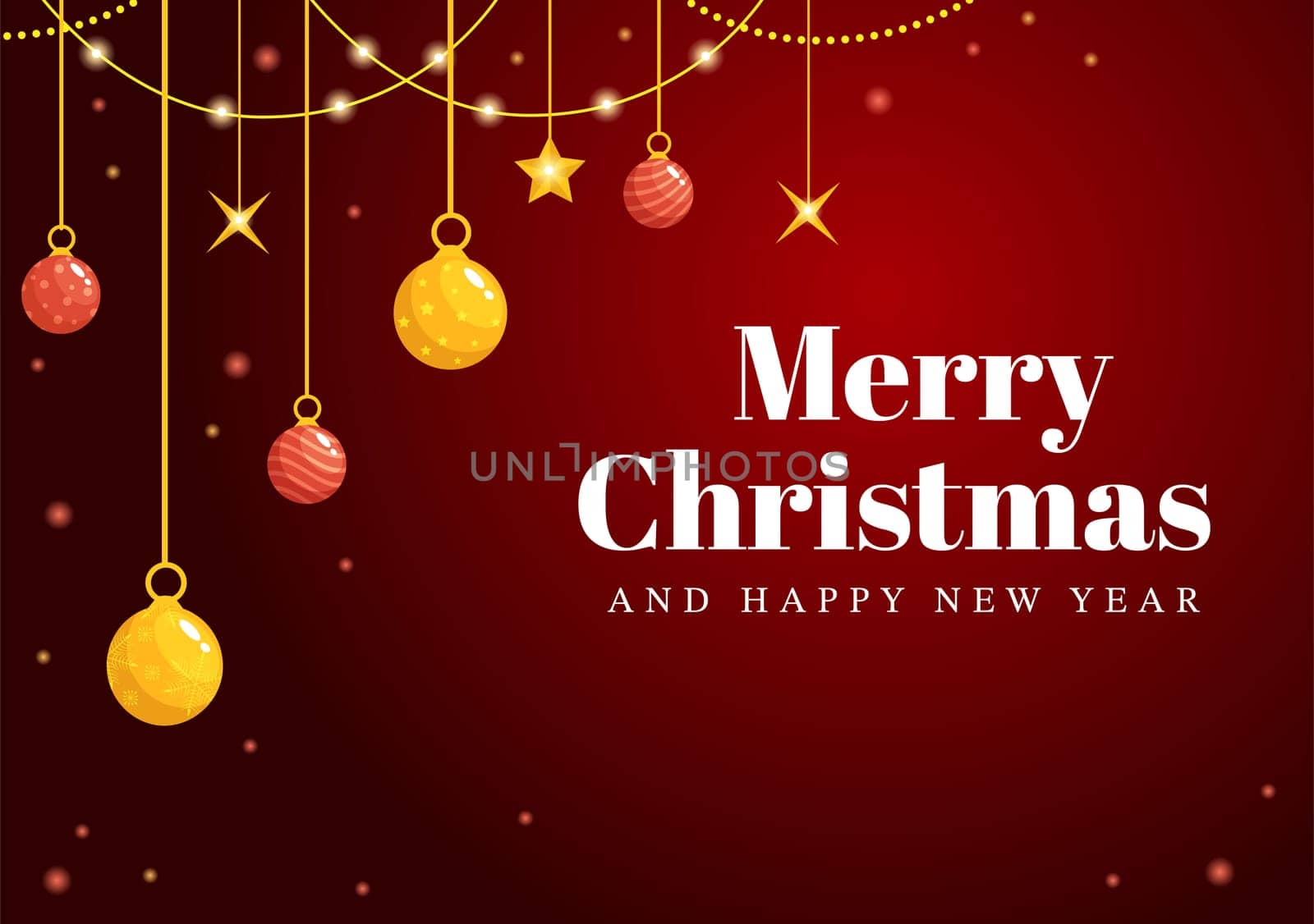 Merry Christmas and Happy New Year Template Hand Drawn Cartoon Flat Background Illustration with Snowflakes, Bells, Tree, Gift and Decorations Design