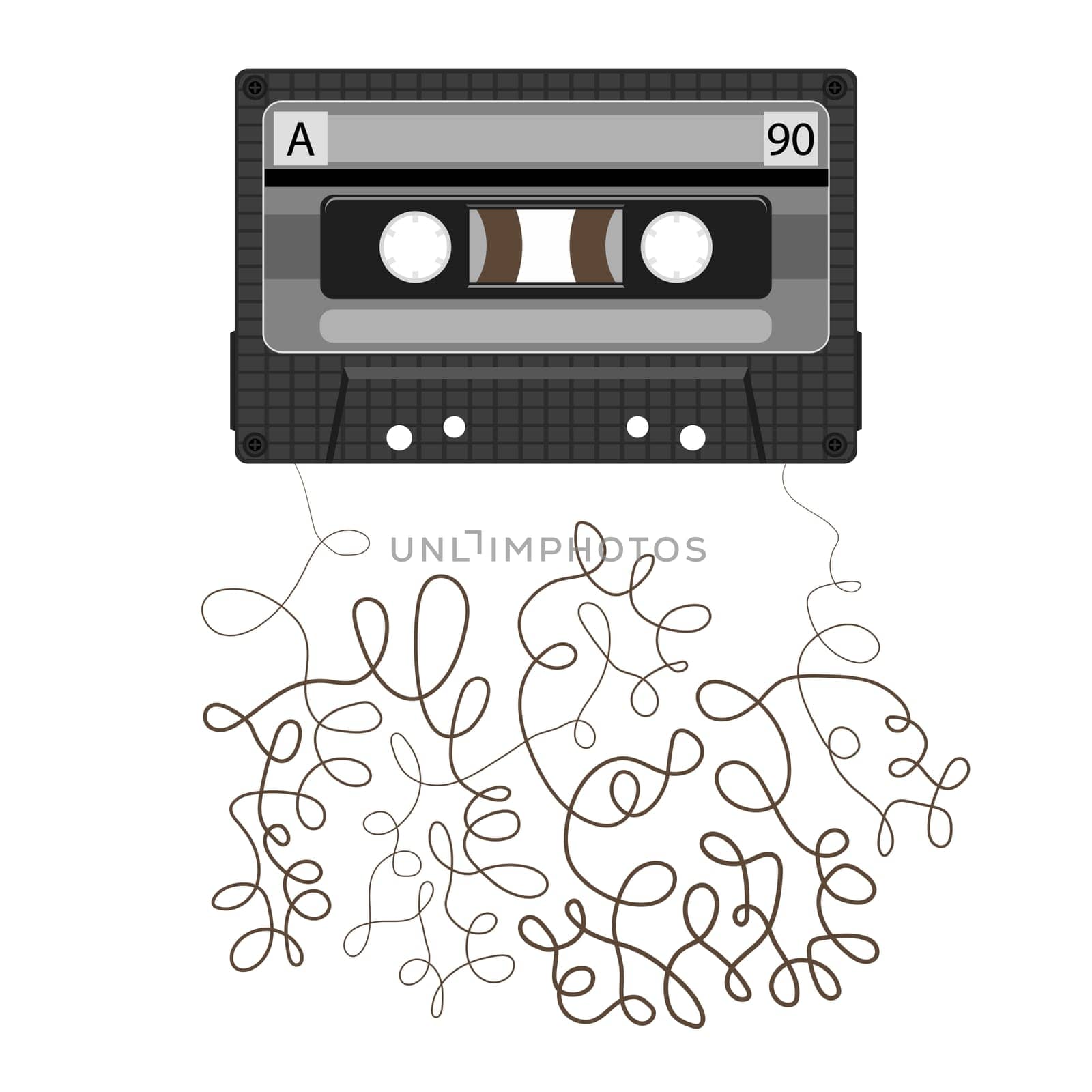 VIntage video tape or music cassette icon flat illustration isolated on white background.