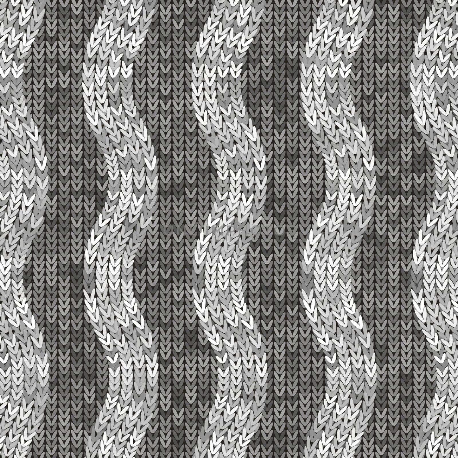 Stylish Knit. Grey Knitted Texture. Woolen Pullover Tricot Print. Winter Fabric Pattern.