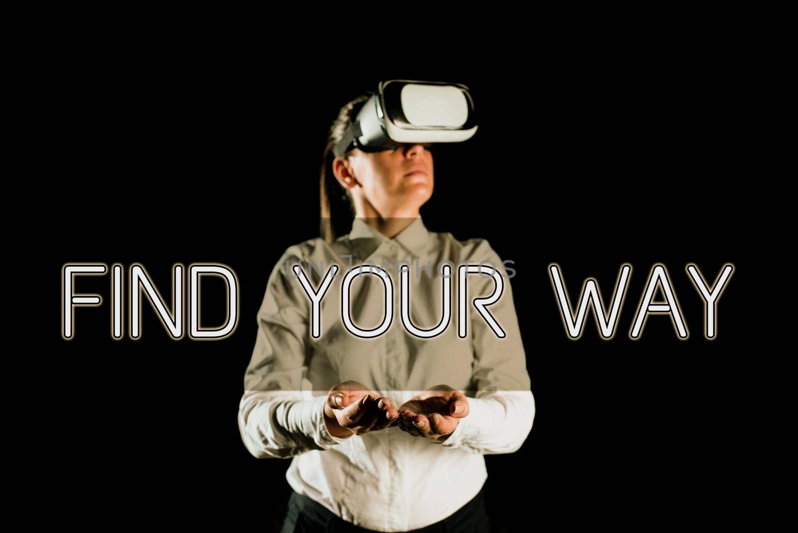 Text caption presenting Find Your Way, Word Written on Look for personal direction purpose path to accomplish goals Paper Wraps Placed Under Cardboard With Important Information.