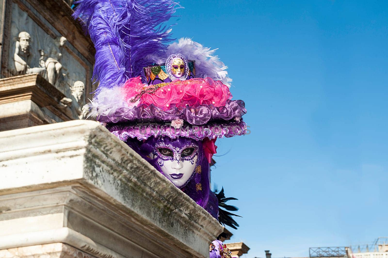 VENICE, ITALY - Febrary 6 2018: The masks of the Venice carnival 2018.