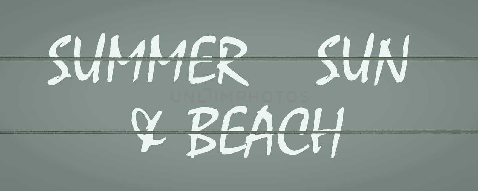 A background, sign with the writing Summer, Sun & Beach.