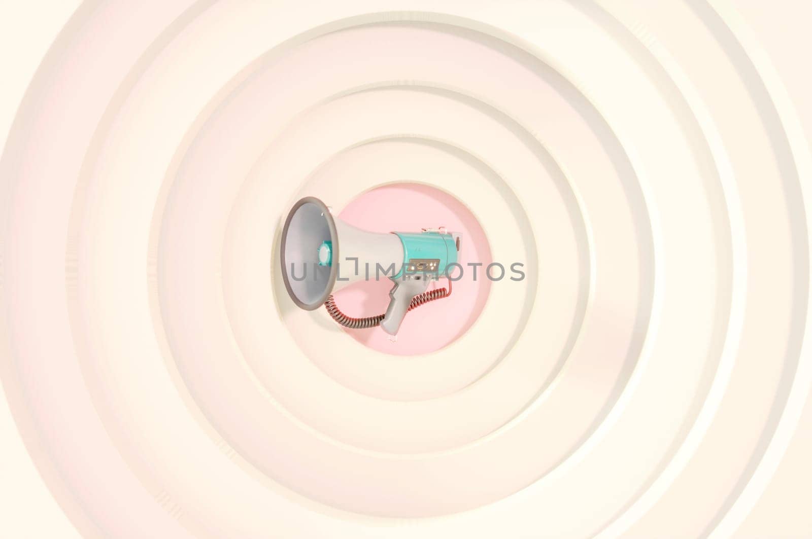 3D Illustration. 3D Rendering , megaphone with copy space on brown background. Advertising through speakers.