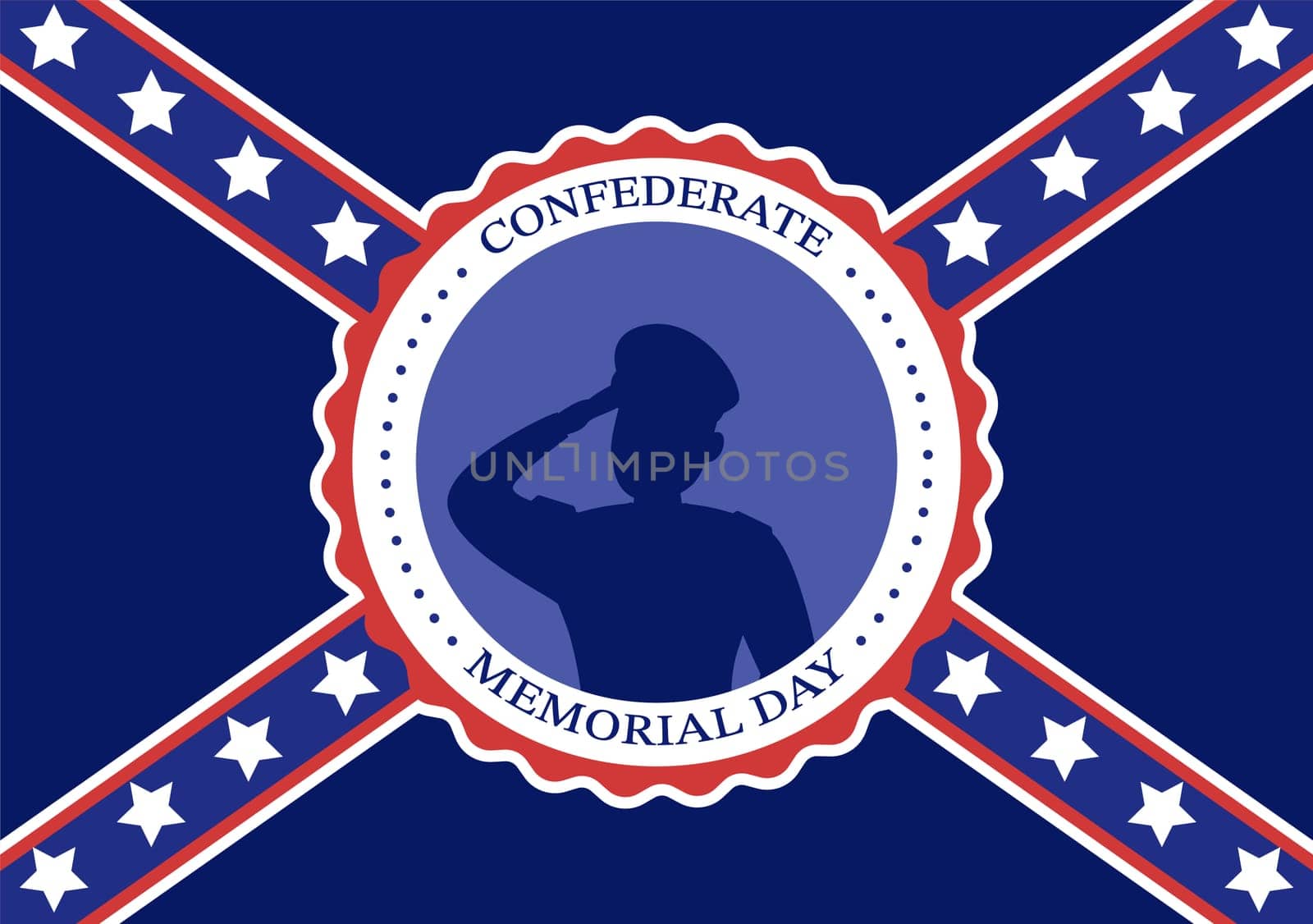 Confederate Memorial Day Template Hand Drawn Cartoon Flat Illustration for Commemoration Servicemen of the America with Flag Design