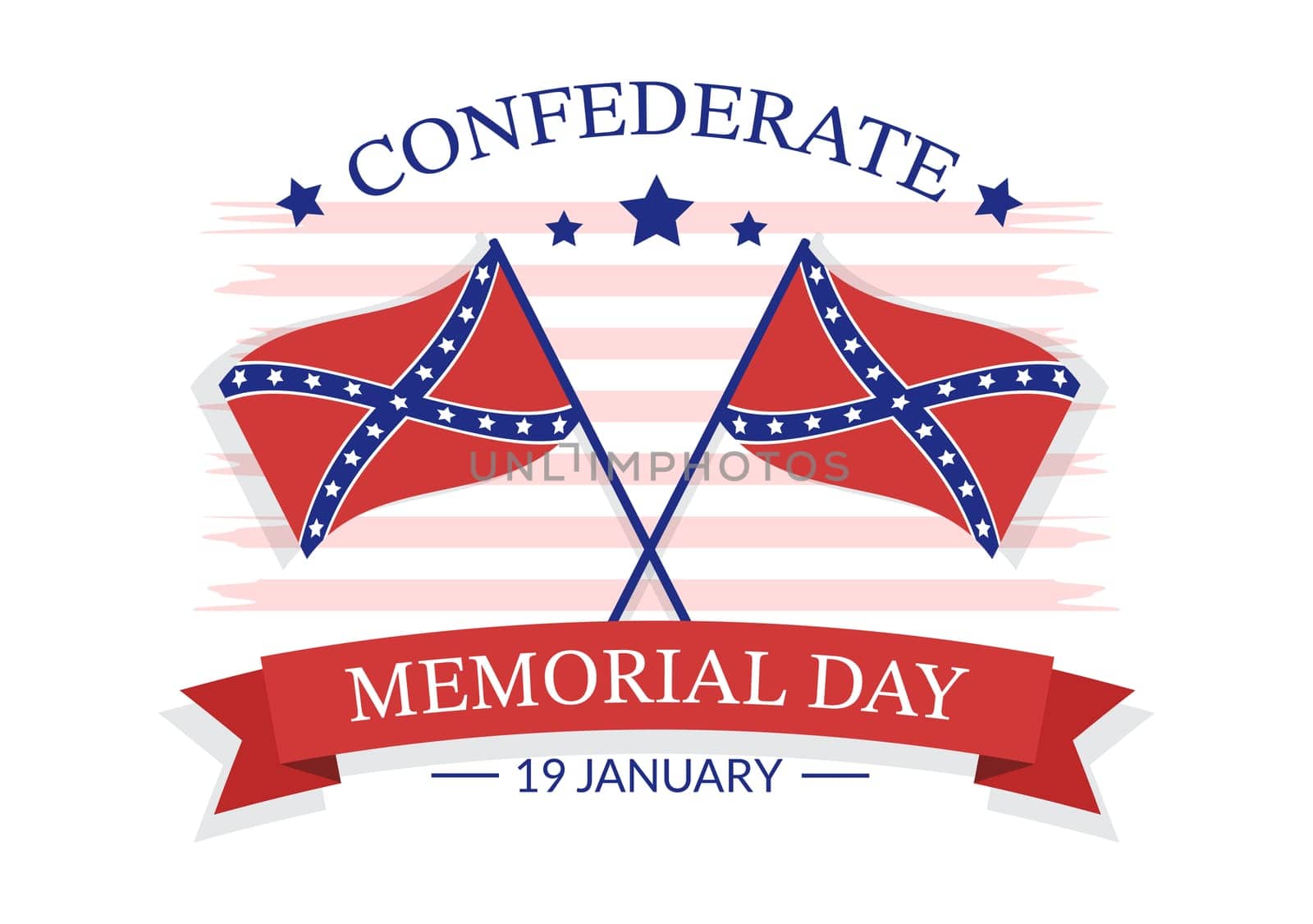 Confederate Memorial Day Template Hand Drawn Cartoon Flat Illustration for Commemoration Servicemen of the America with Flag Design