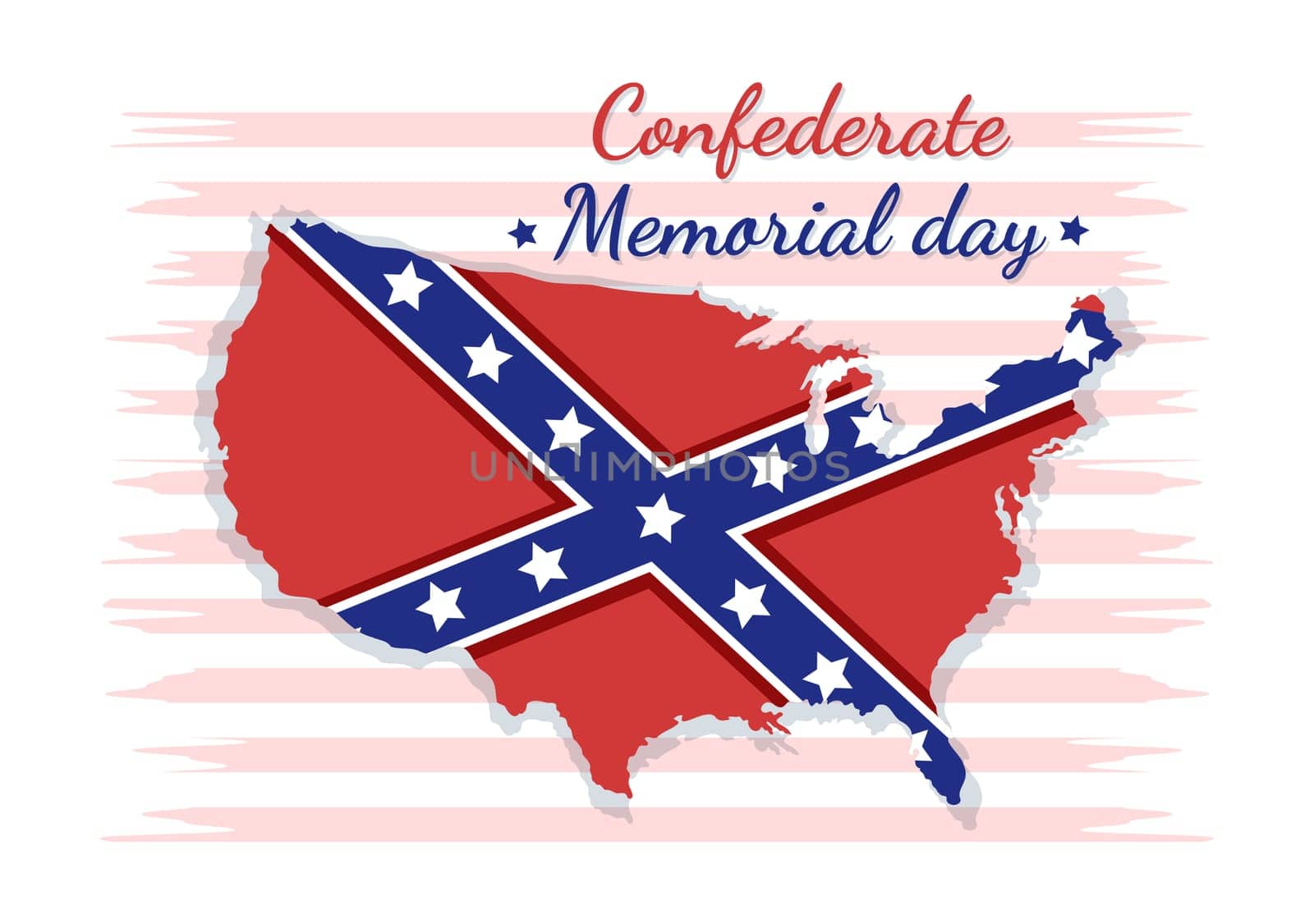 Confederate Memorial Day Template Hand Drawn Cartoon Flat Illustration for Commemoration Servicemen of the America with Flag Design
