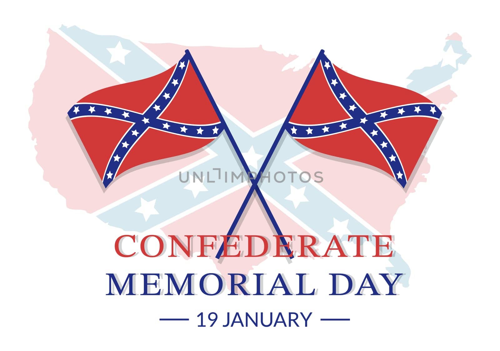Confederate Memorial Day Template Hand Drawn Cartoon Flat Illustration for Commemoration Servicemen of the America with Flag Design